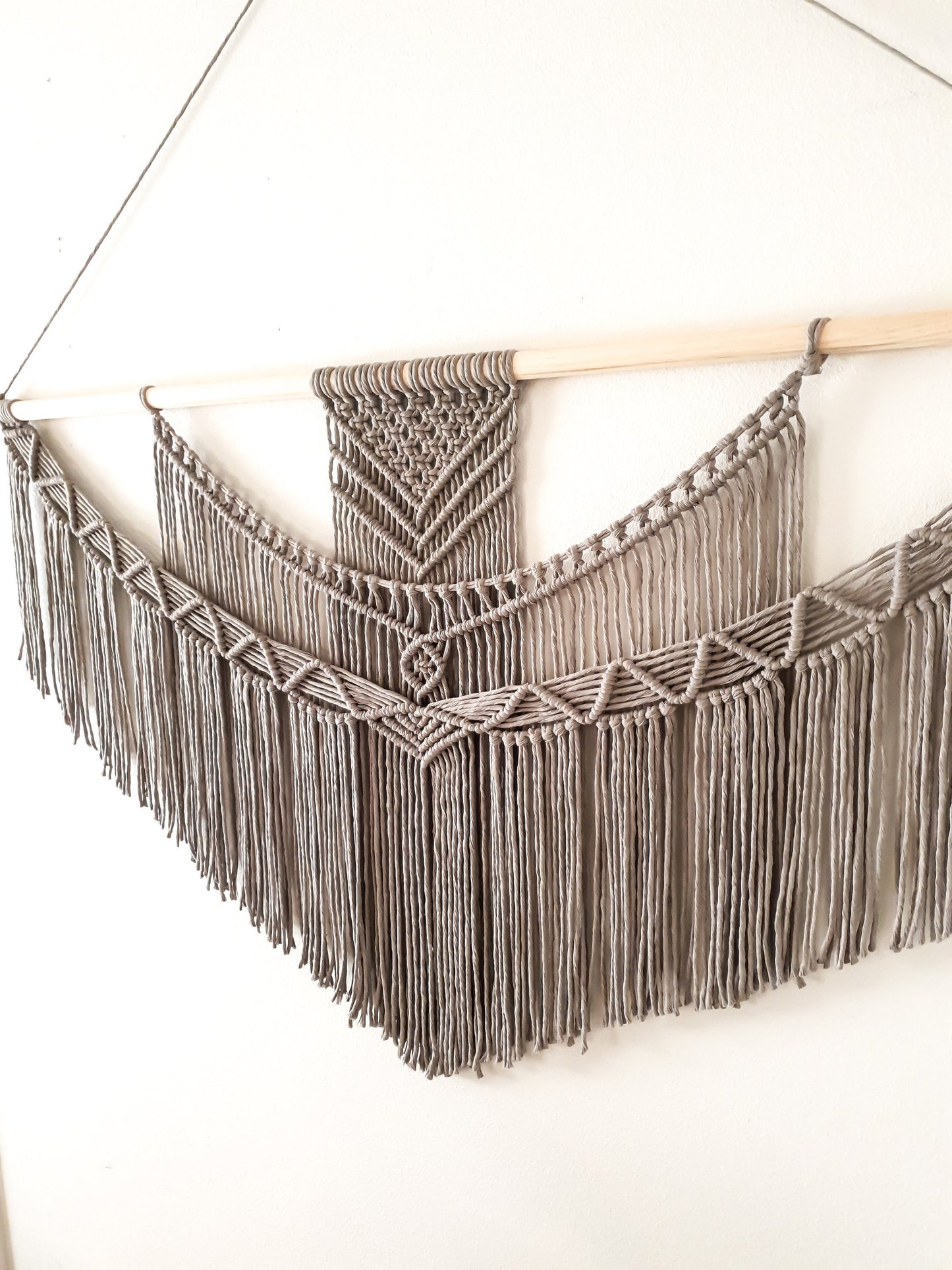 Handmade Gray Macrame Wall Hanging in 5 Size Options