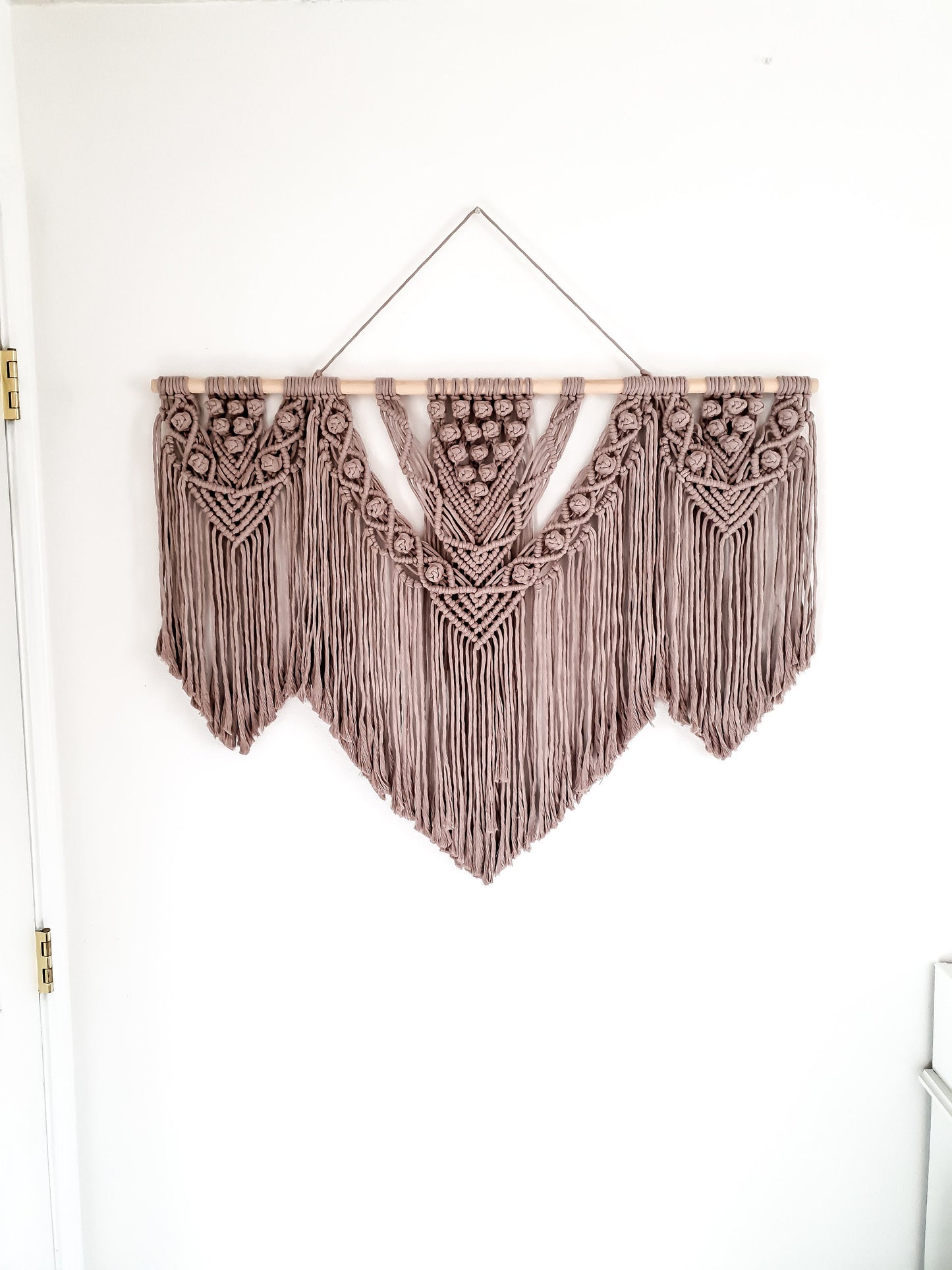 Extra Large Handmade Macrame Wall Hanging // Handmade in United States - Spokane, Washington // 3 Feet Wide, Light Brown Macrame