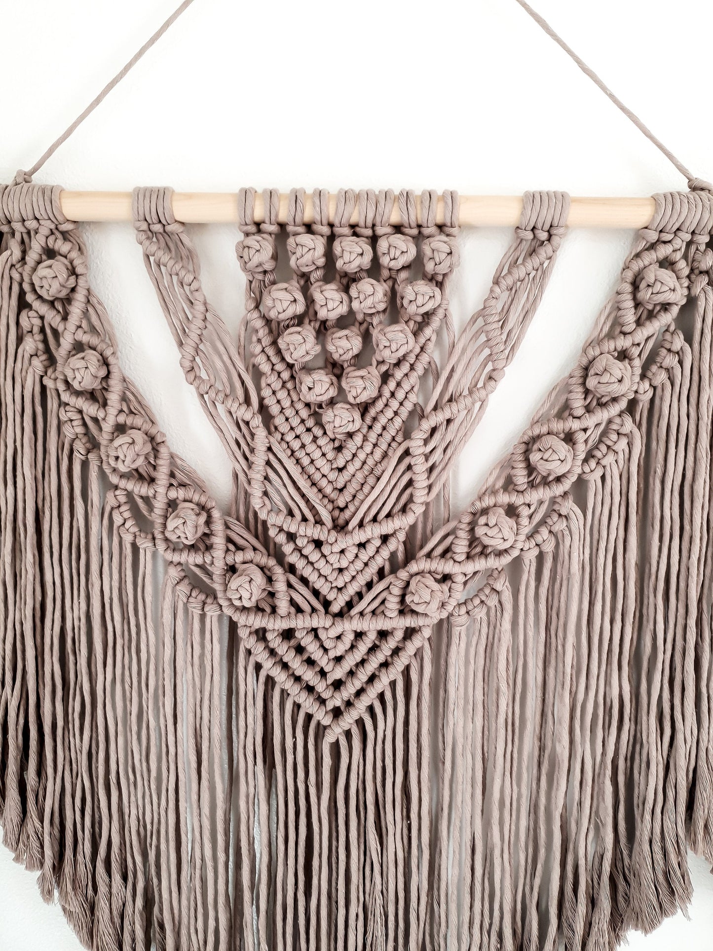 Extra Large Handmade Macrame Wall Hanging // Handmade in United States - Spokane, Washington // 3 Feet Wide, Light Brown Macrame