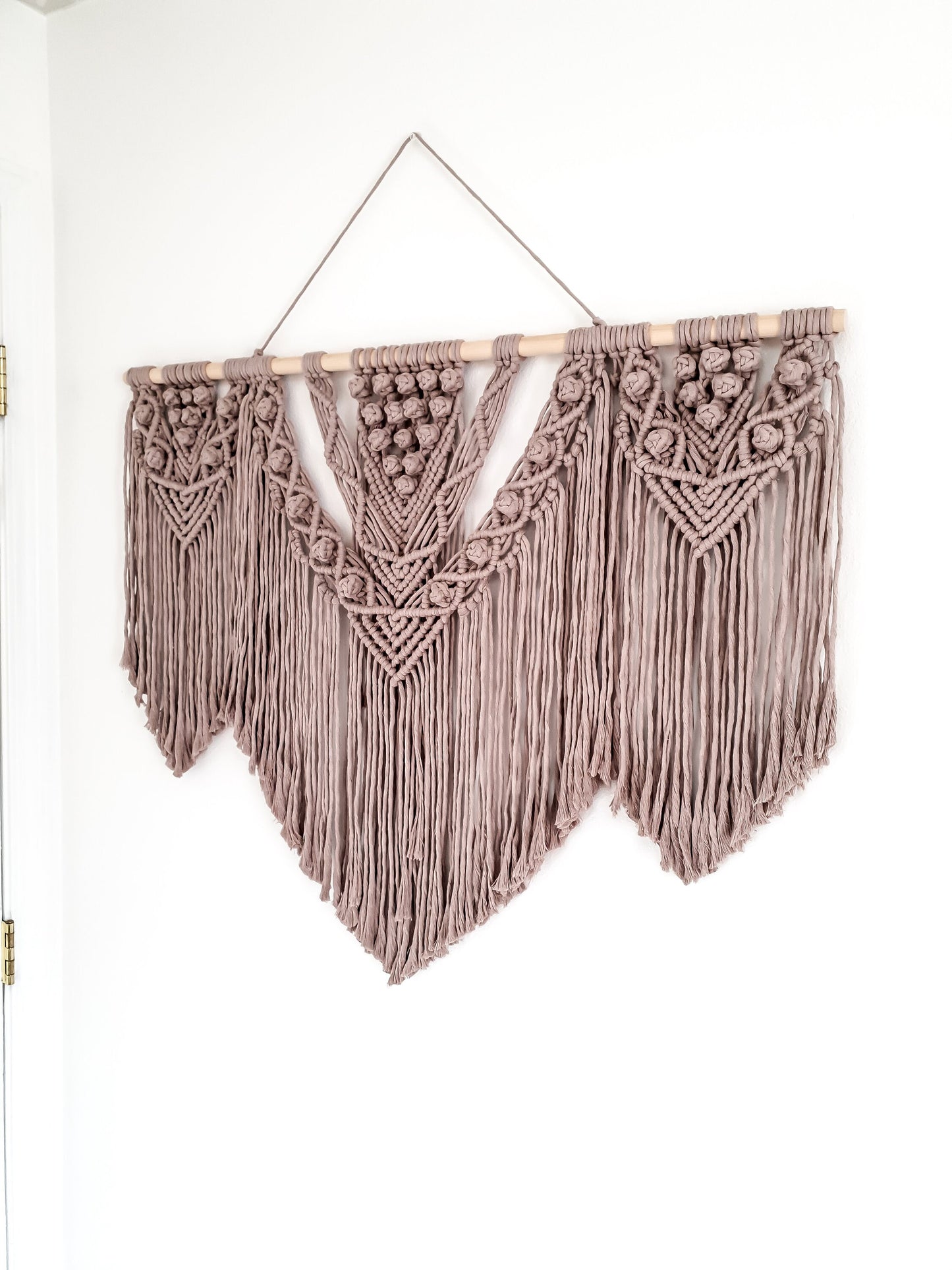 Extra Large Handmade Macrame Wall Hanging // Handmade in United States - Spokane, Washington // 3 Feet Wide, Light Brown Macrame