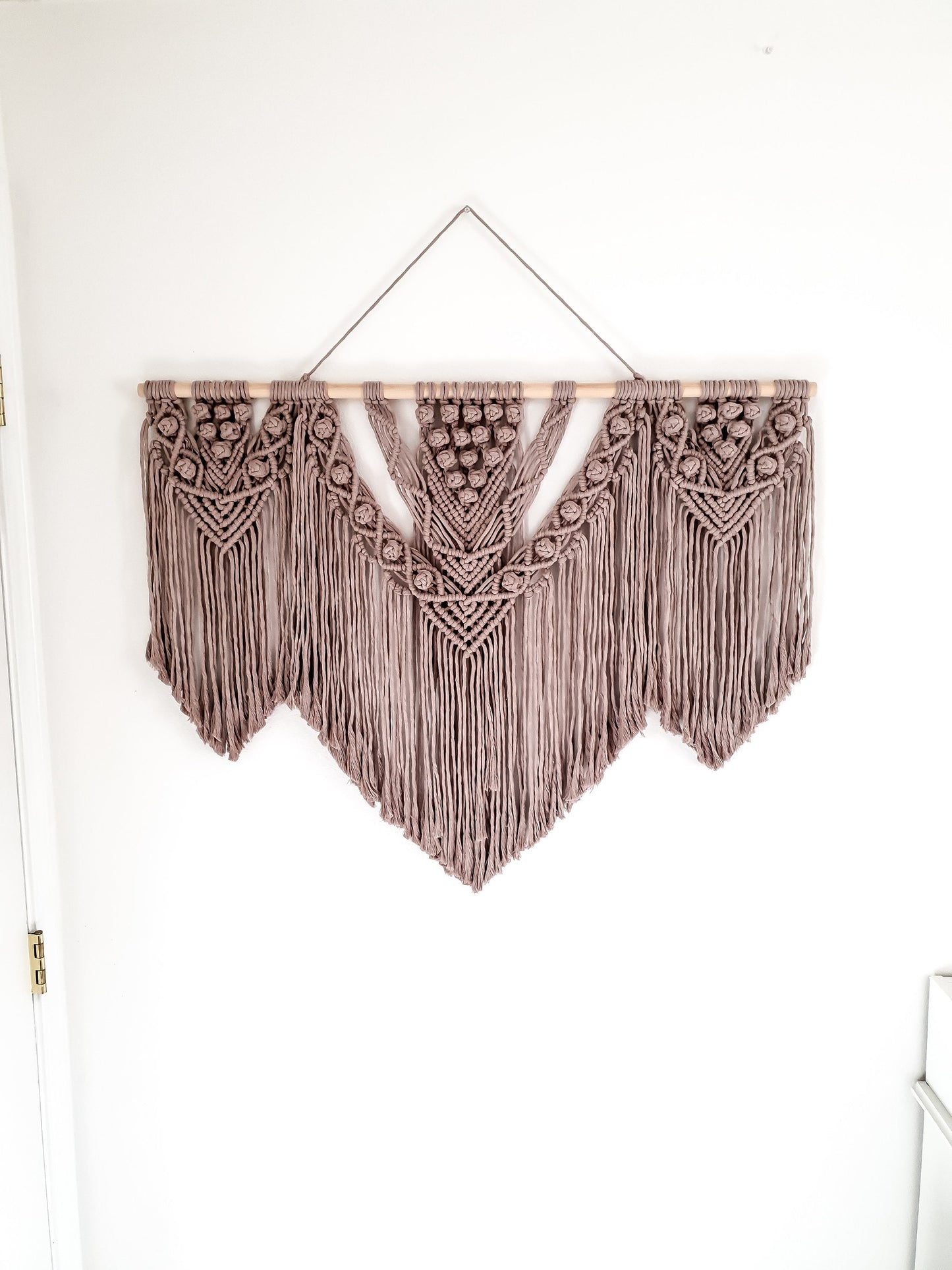 Extra Large Handmade Macrame Wall Hanging // Handmade in United States - Spokane, Washington // 3 Feet Wide, Light Brown Macrame