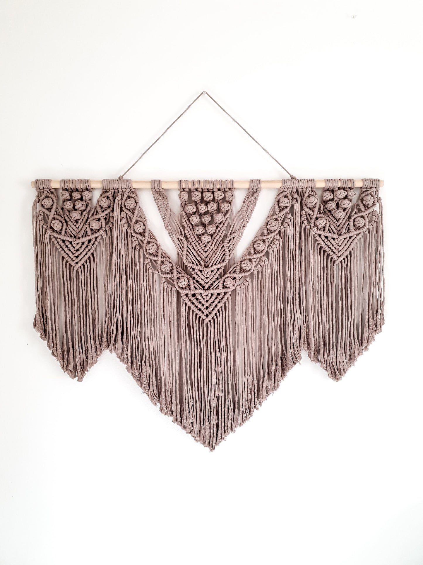 Extra Large Handmade Macrame Wall Hanging // Handmade in United States - Spokane, Washington // 3 Feet Wide, Light Brown Macrame