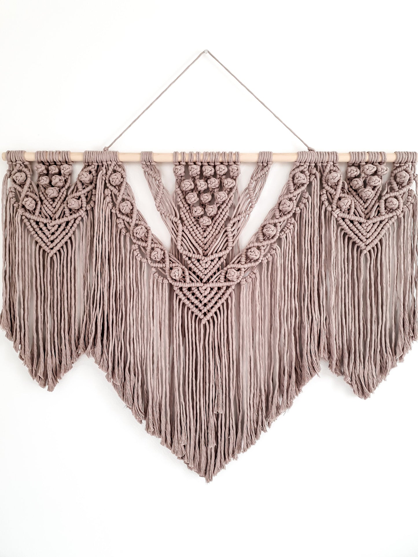 Extra Large Handmade Macrame Wall Hanging // Handmade in United States - Spokane, Washington // 3 Feet Wide, Light Brown Macrame