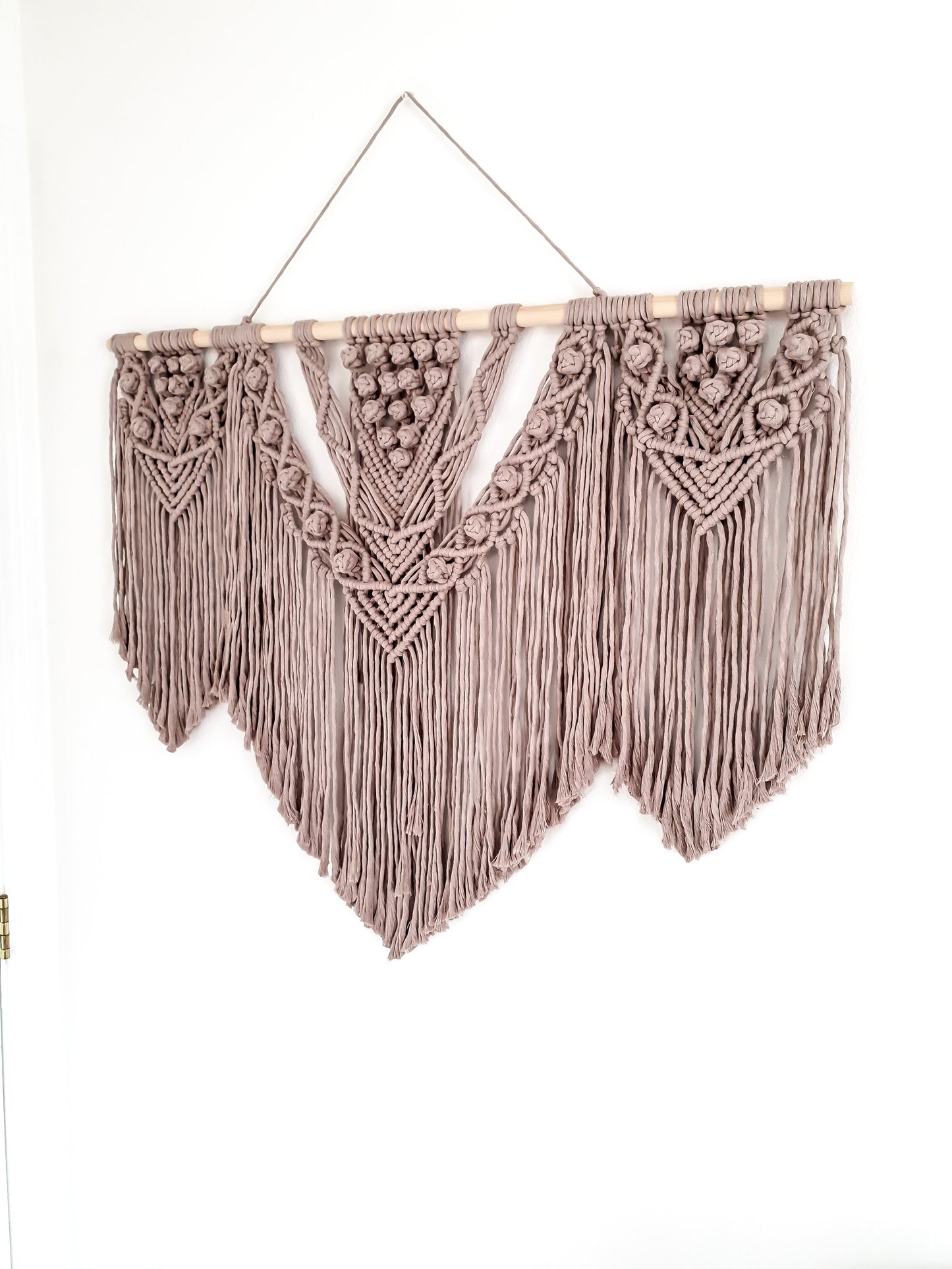 Extra Large Handmade Macrame Wall Hanging // Handmade in United States - Spokane, Washington // 3 Feet Wide, Light Brown Macrame