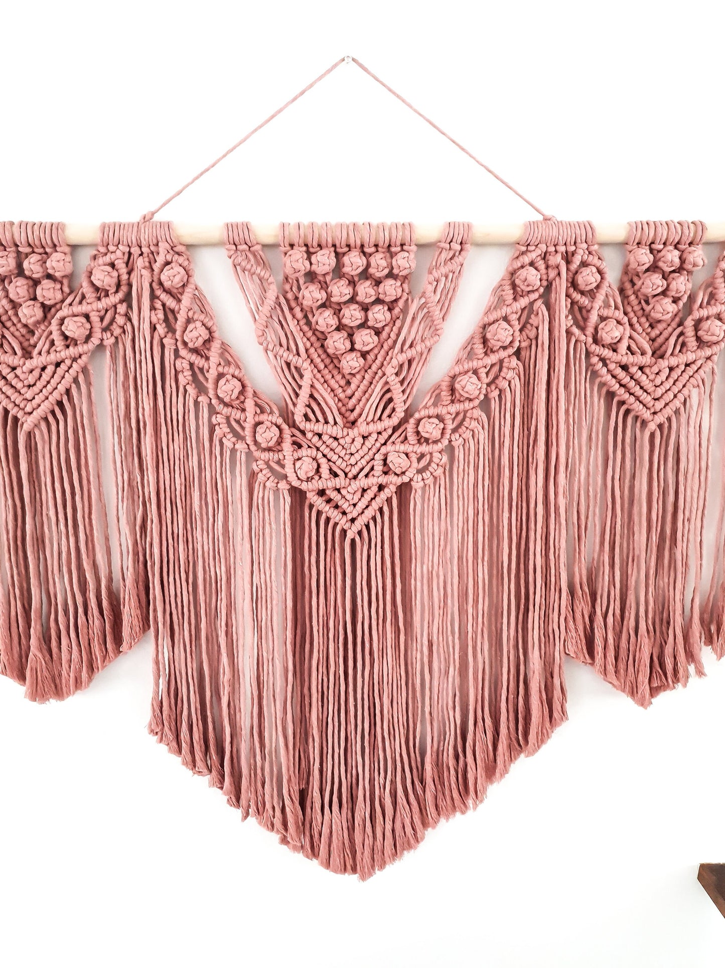 Extra Large Handmade Macrame Wall Hanging // Handmade in United States - Spokane, Washington // 3 Feet Wide, Dusty Pink Macrame