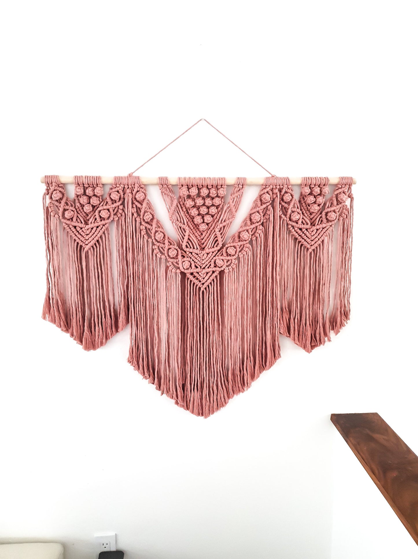Extra Large Handmade Macrame Wall Hanging // Handmade in United States - Spokane, Washington // 3 Feet Wide, Dusty Pink Macrame