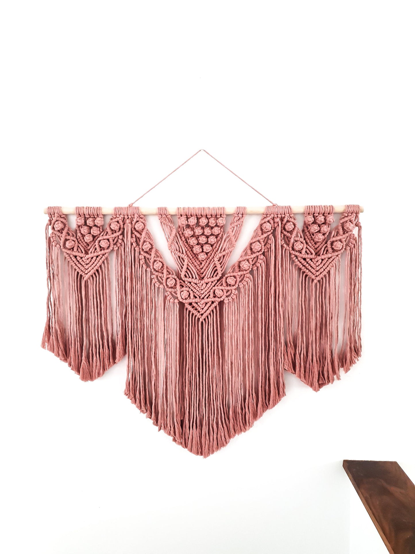 Extra Large Handmade Macrame Wall Hanging // Handmade in United States - Spokane, Washington // 3 Feet Wide, Dusty Pink Macrame