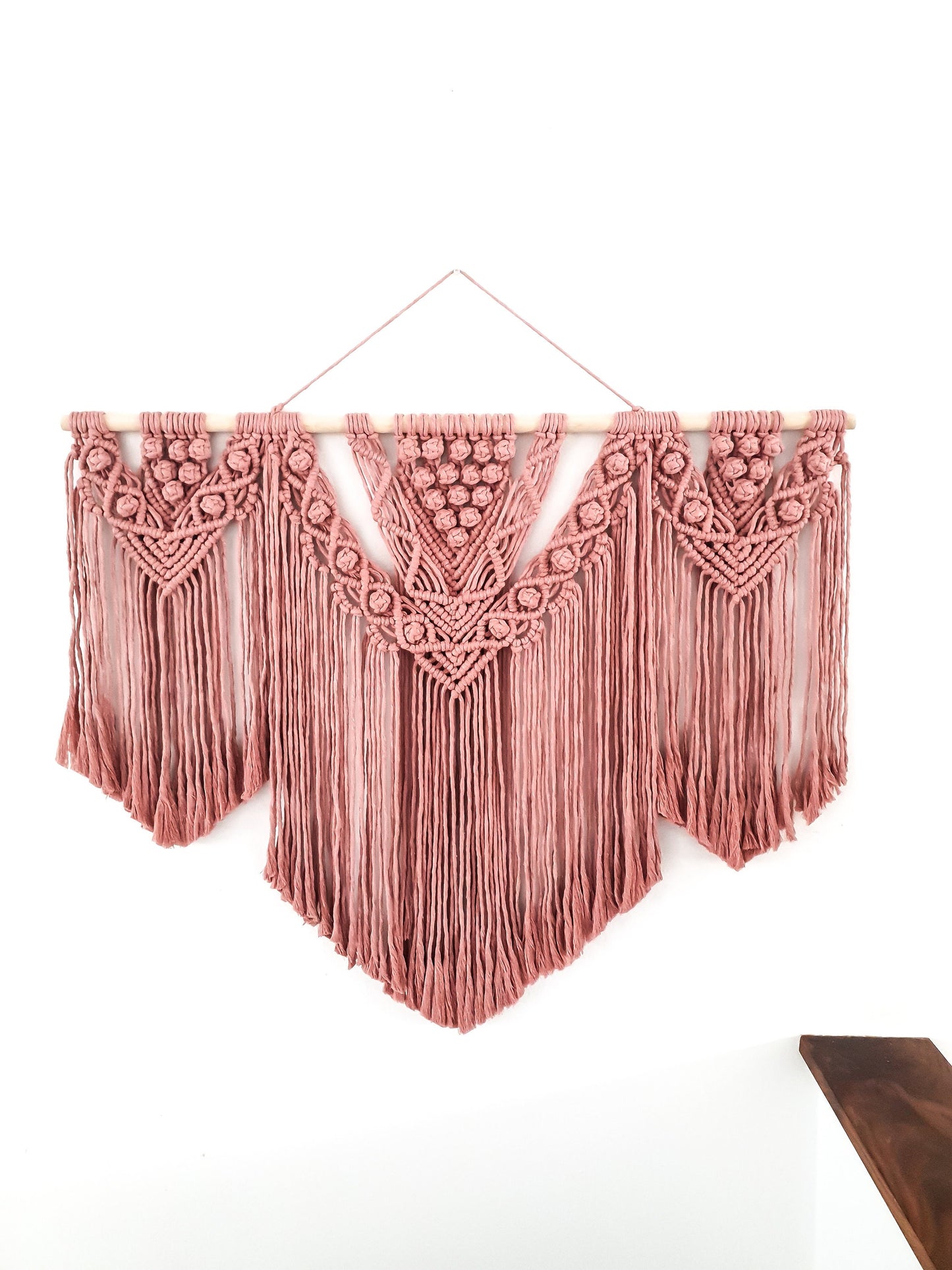 Extra Large Handmade Macrame Wall Hanging // Handmade in United States - Spokane, Washington // 3 Feet Wide, Dusty Pink Macrame