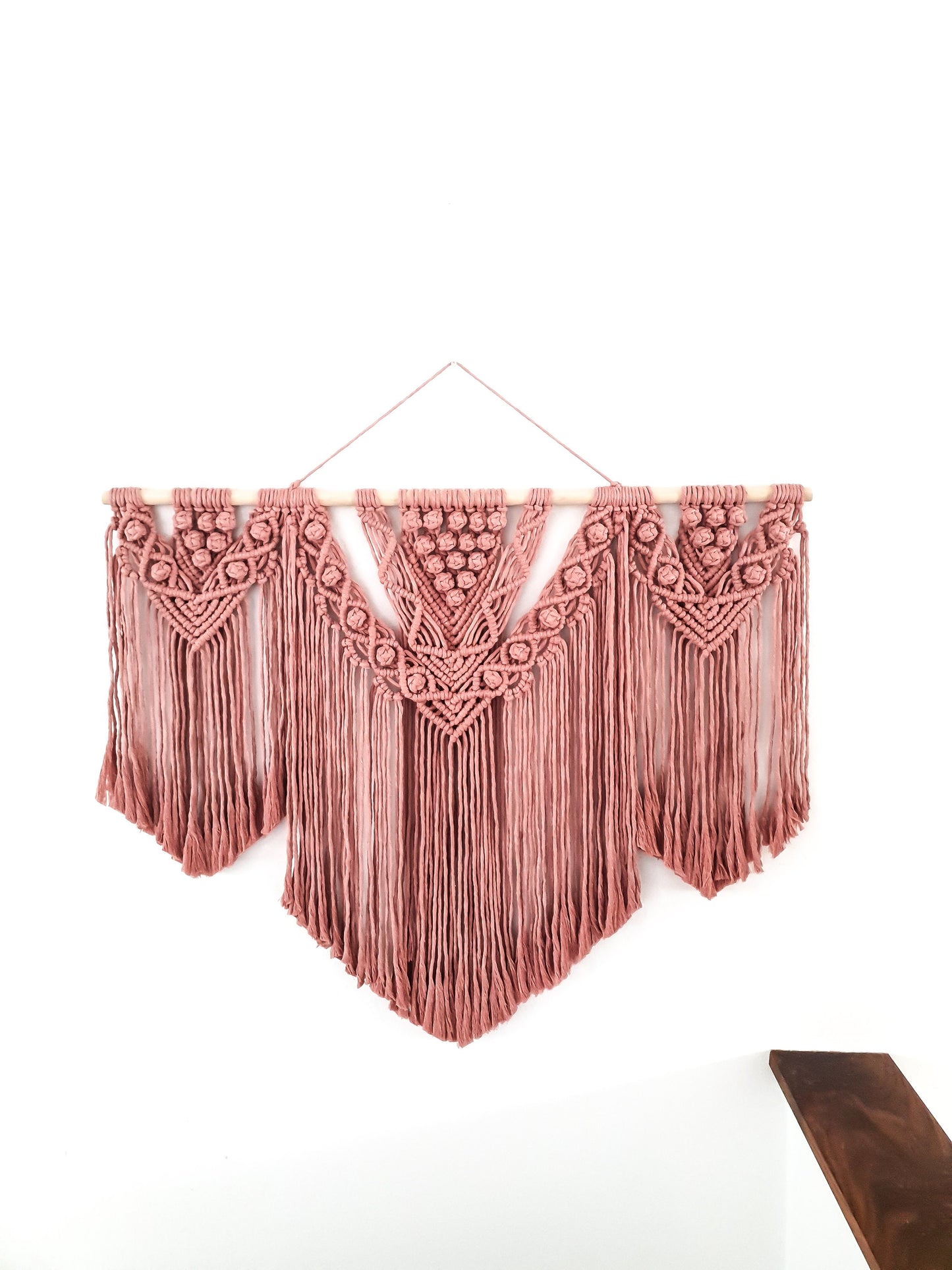 Extra Large Handmade Macrame Wall Hanging // Handmade in United States - Spokane, Washington // 3 Feet Wide, Dusty Pink Macrame