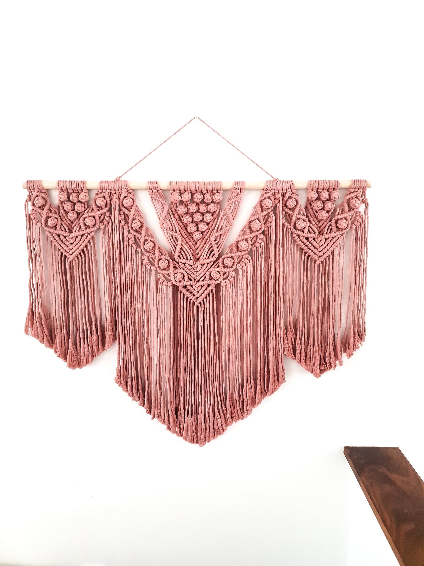 Extra Large Handmade Macrame Wall Hanging // Handmade in United States - Spokane, Washington // 3 Feet Wide, Dusty Pink Macrame