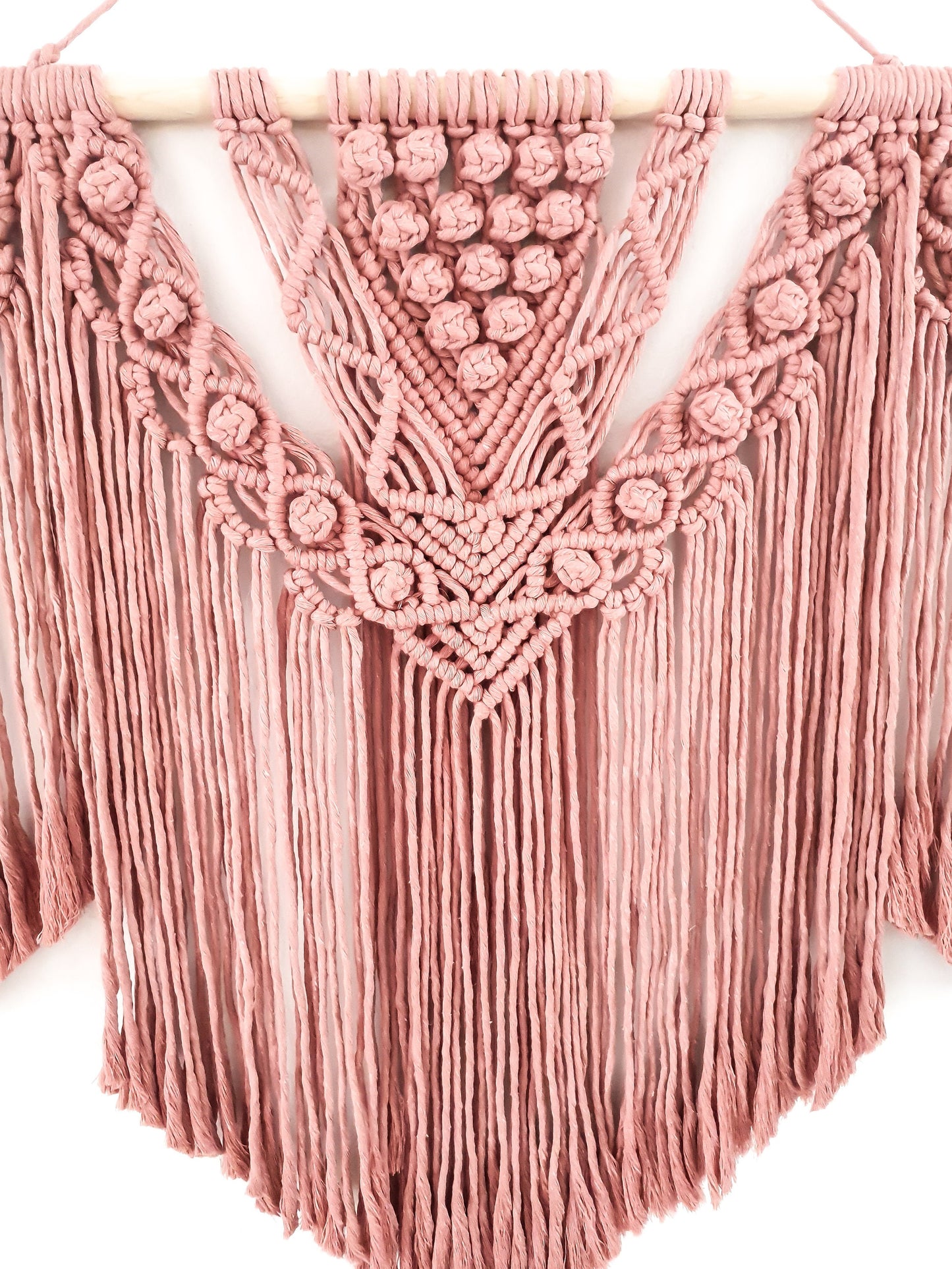 Extra Large Handmade Macrame Wall Hanging // Handmade in United States - Spokane, Washington // 3 Feet Wide, Dusty Pink Macrame