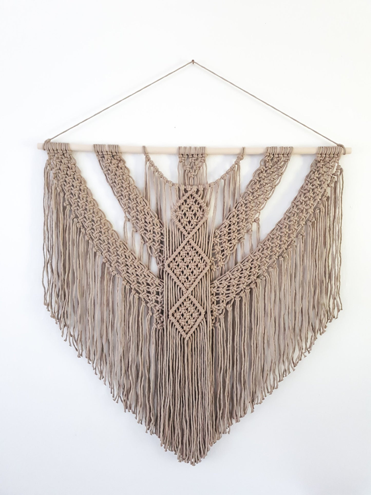Extra Large Handmade Macrame Wall Hanging // Handmade in United States // 3 Feet Wide and 3 Feet Long // Light Brown Macrame
