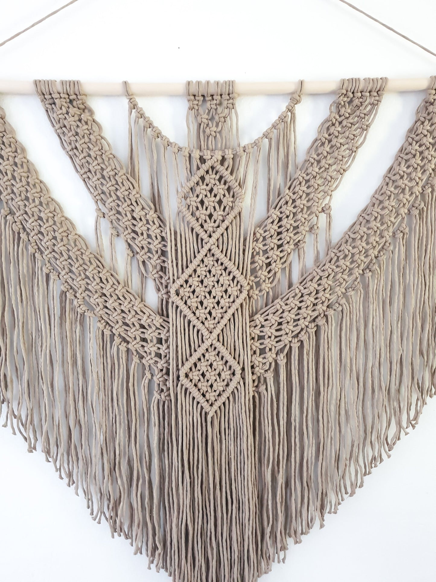 Extra Large Handmade Macrame Wall Hanging // Handmade in United States // 3 Feet Wide and 3 Feet Long // Light Brown Macrame
