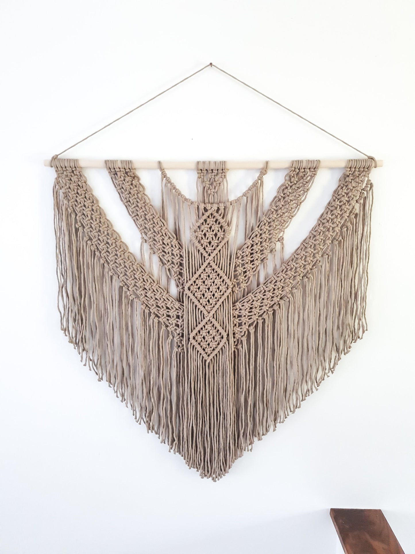 Extra Large Handmade Macrame Wall Hanging // Handmade in United States // 3 Feet Wide and 3 Feet Long // Light Brown Macrame
