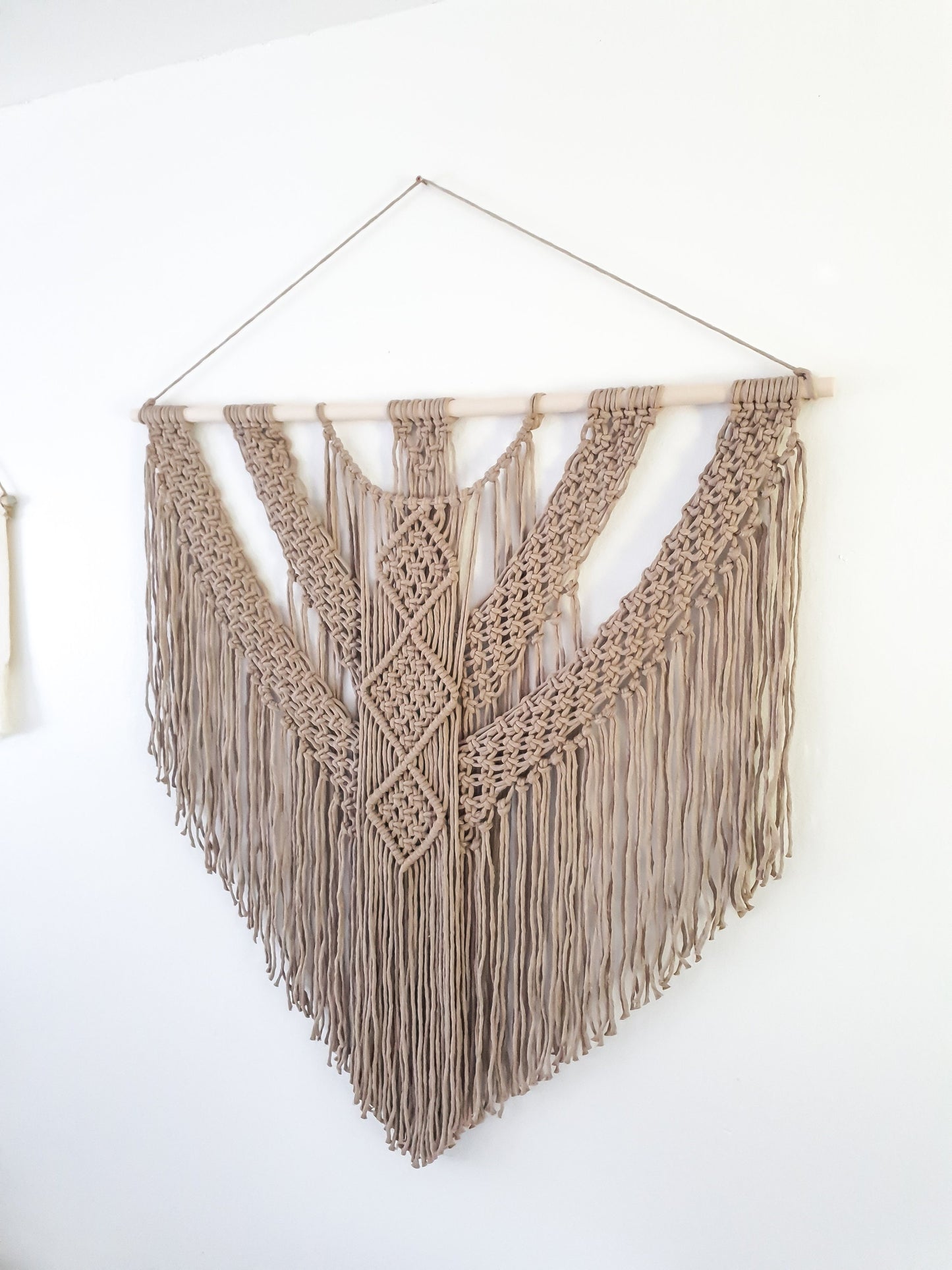 Extra Large Handmade Macrame Wall Hanging // Handmade in United States // 3 Feet Wide and 3 Feet Long // Light Brown Macrame