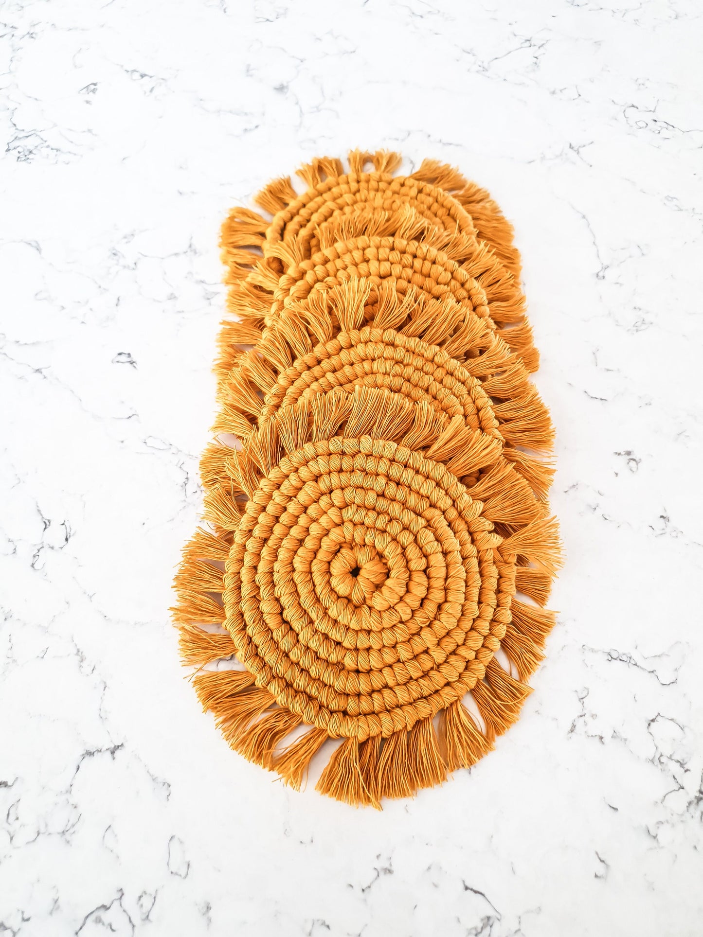 Macrame Coaster, Mustard Yellow Coaster, Boho Coaster, Boho Kitchen Accessories