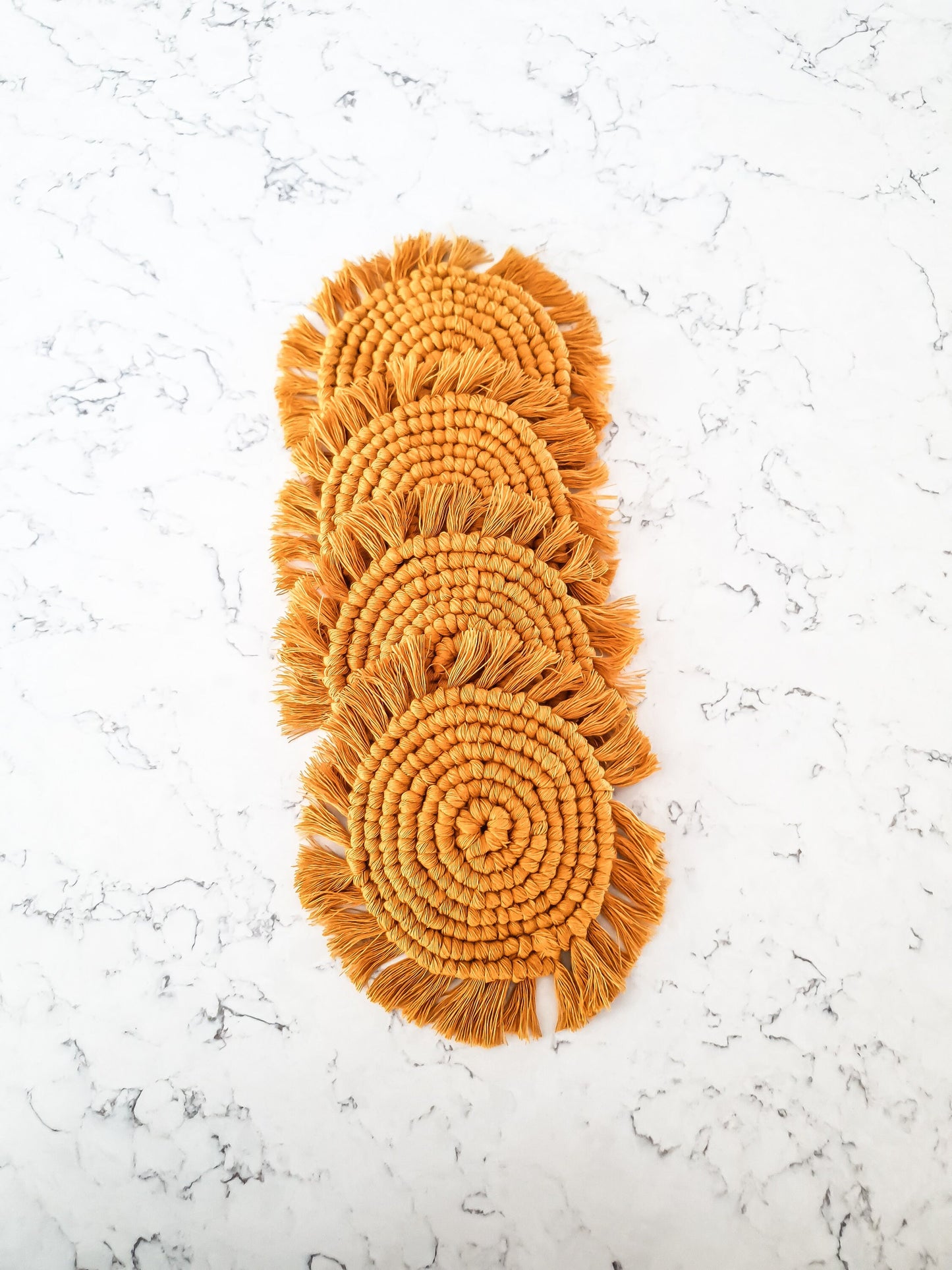 Macrame Coaster, Mustard Yellow Coaster, Boho Coaster, Boho Kitchen Accessories