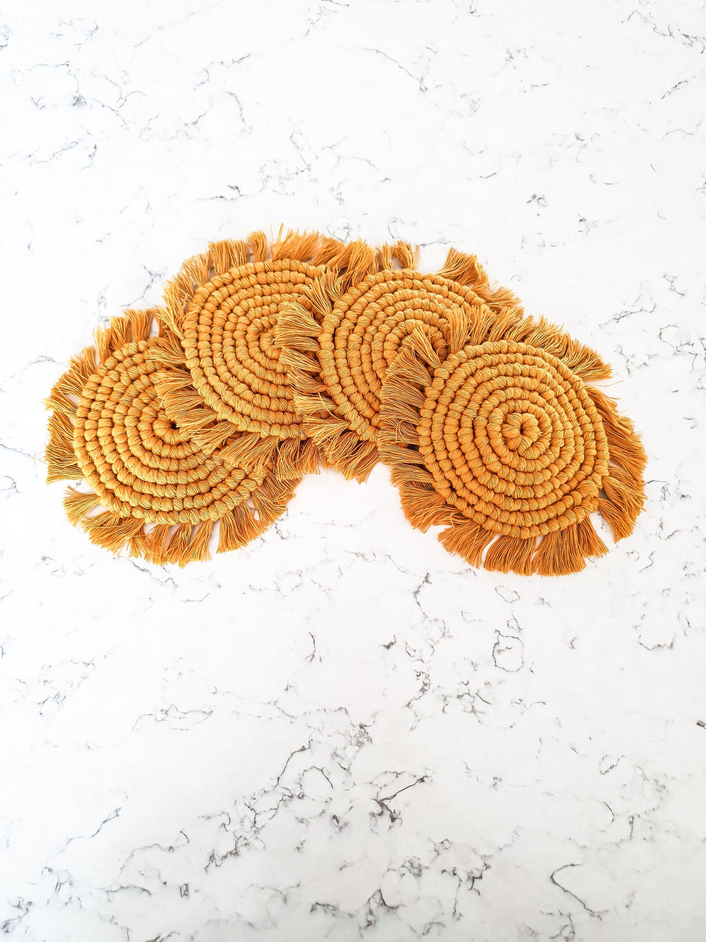 Macrame Coaster, Mustard Yellow Coaster, Boho Coaster, Boho Kitchen Accessories