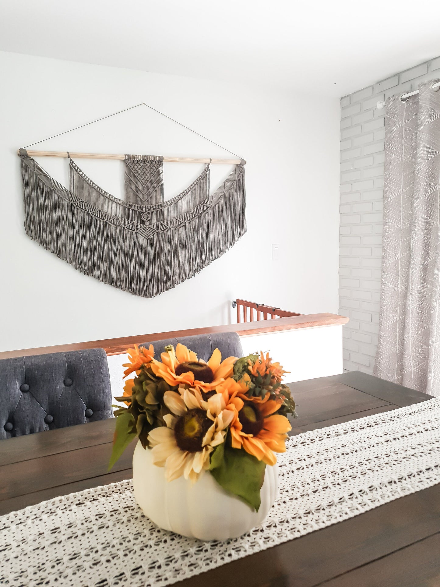 Handmade Gray Macrame Wall Hanging in 5 Size Options