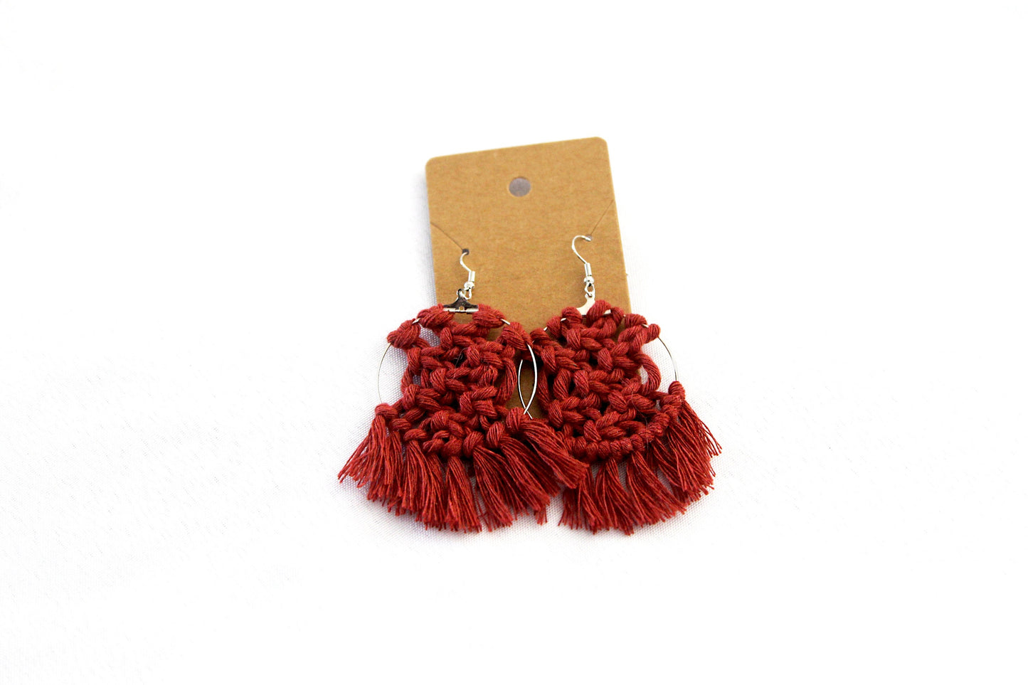 Handmade Macrame Hoop Earrings, Gold or Silver Color Hoops, Multiple Color Options for Macrame, Macrame Earrings, Dangle earrings, Macrame