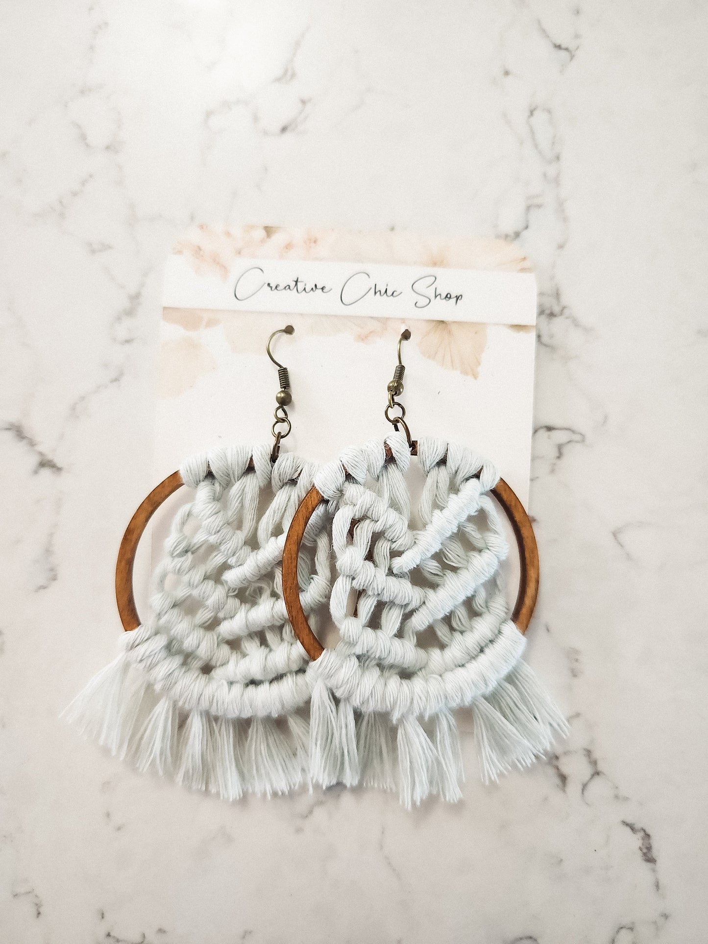 Handmade Macrame Hoop Earrings, Gold or Silver Color Hoops, Multiple Color Options for Macrame, Macrame Earrings, Dangle earrings, Macrame