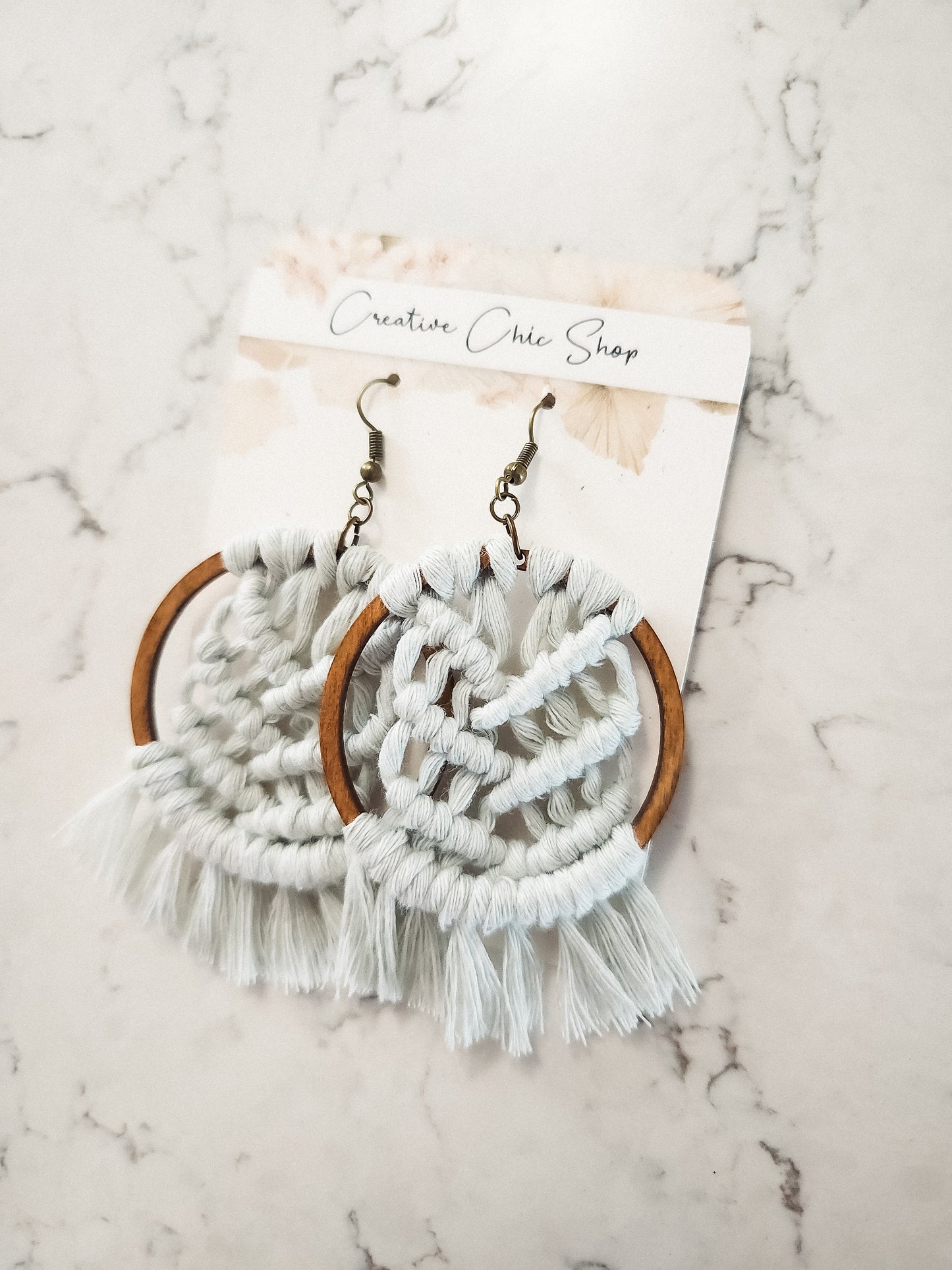 Handmade Macrame Hoop Earrings, Gold or Silver Color Hoops, Multiple Color Options for Macrame, Macrame Earrings, Dangle earrings, Macrame