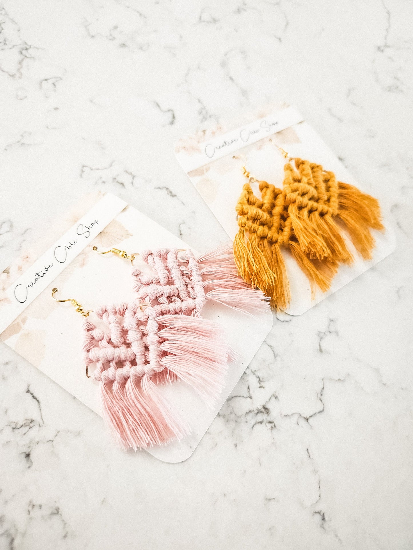 Handmade Macrame Earrings, Gold or Silver Color Hoops, Multiple Color Options for Macrame, Macrame Earrings, Dangle earrings, Macrame