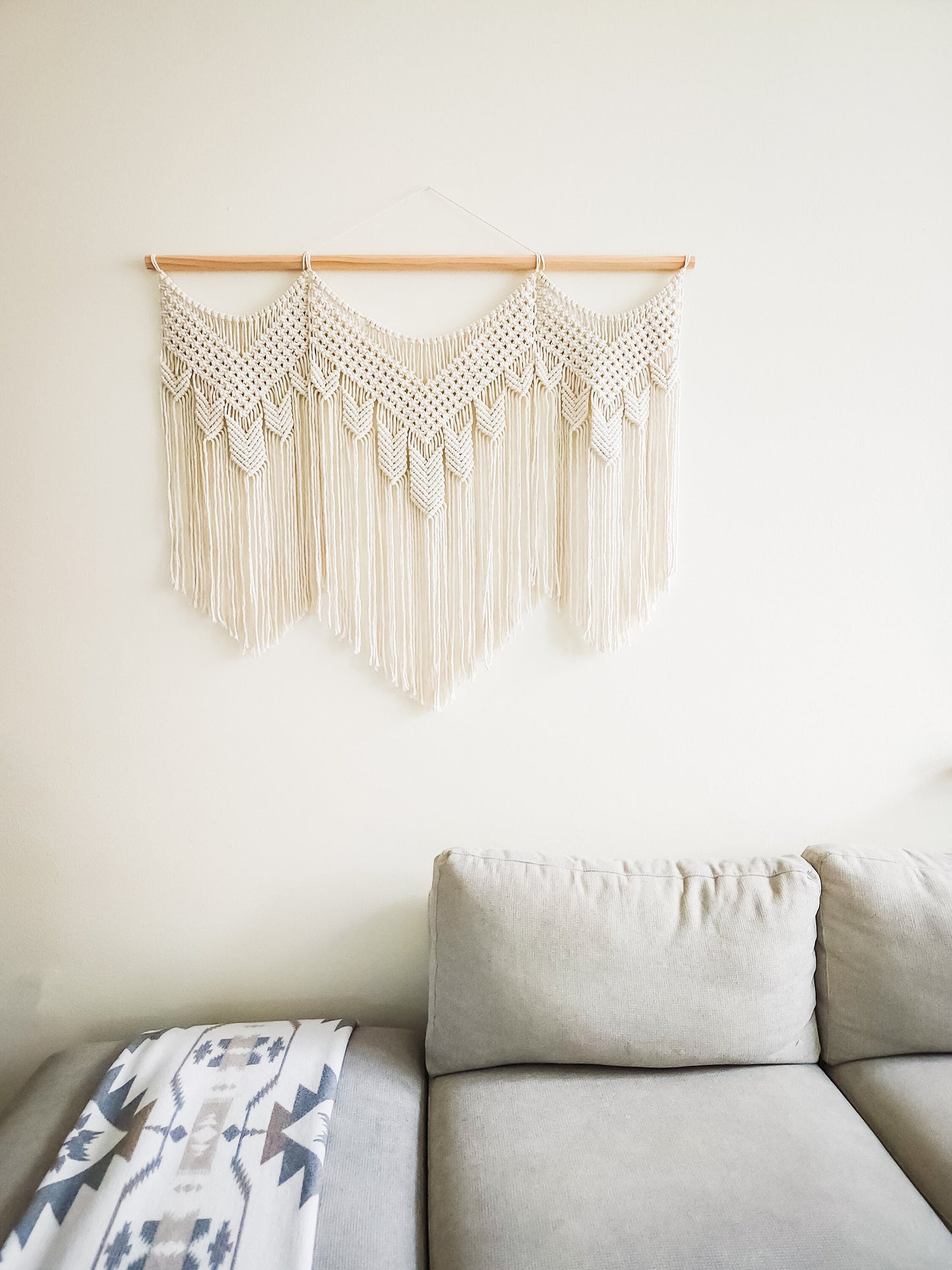 Handmade Beige Macrame Wall Hanging 4 Feet Wide