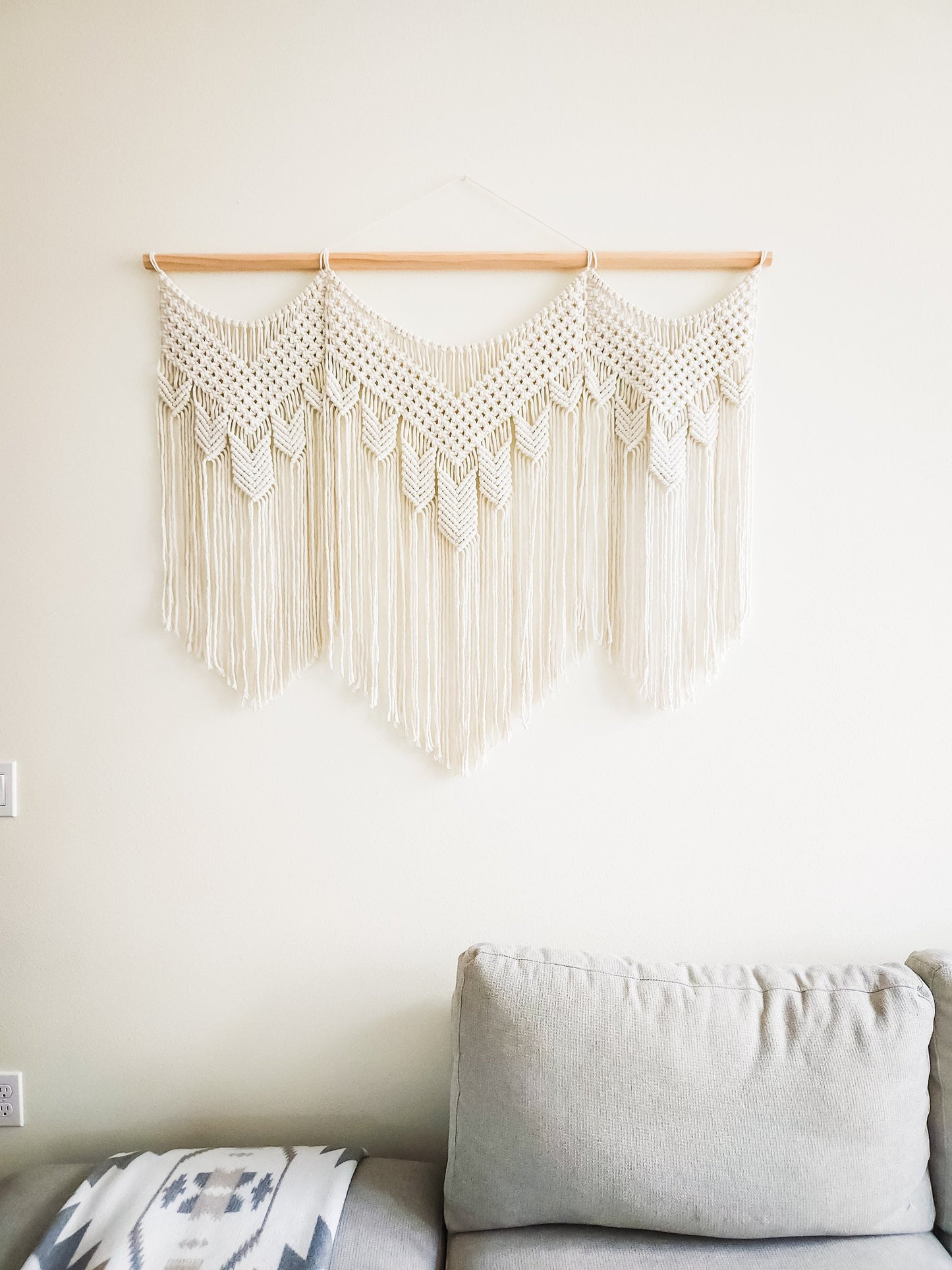 Handmade Beige Macrame Wall Hanging 4 Feet Wide
