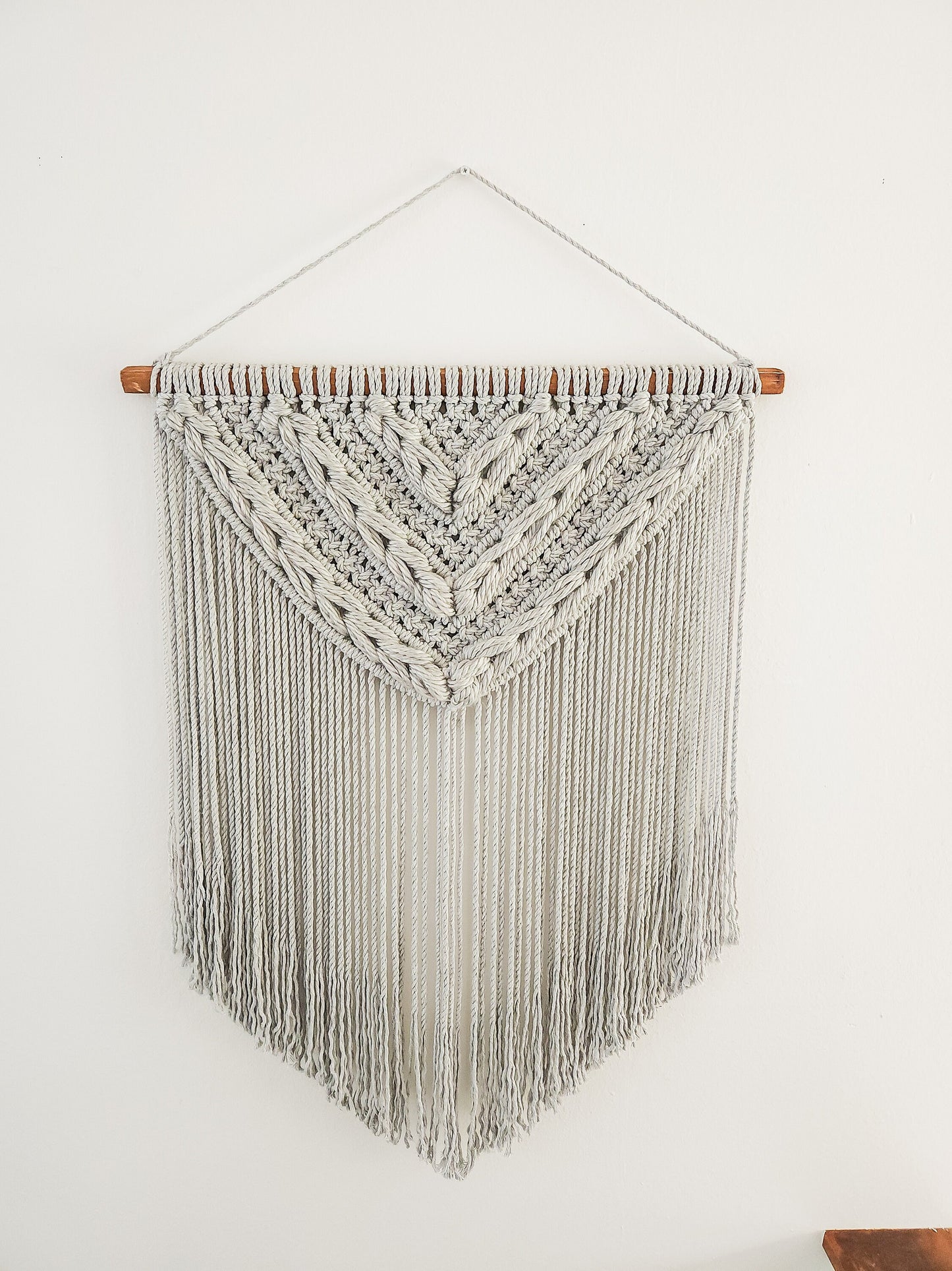 Macrame Woven Wall Hanging, Boho Home Decor, Wall Art, Woven Wall Hanging, Beige, Gray, Handmade in United States