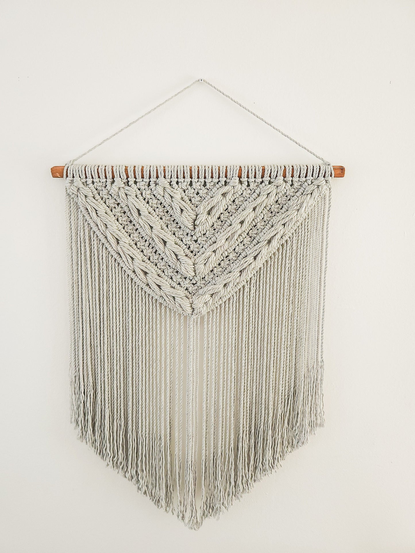 Macrame Woven Wall Hanging, Boho Home Decor, Wall Art, Woven Wall Hanging, Beige, Gray, Handmade in United States