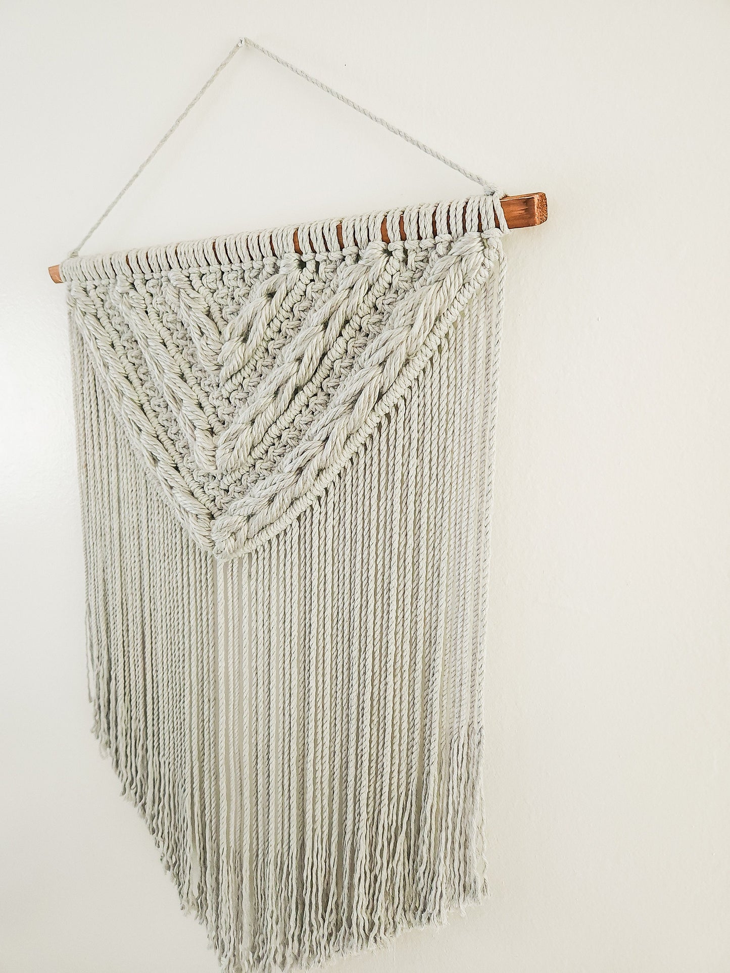 Macrame Woven Wall Hanging, Boho Home Decor, Wall Art, Woven Wall Hanging, Beige, Gray, Handmade in United States