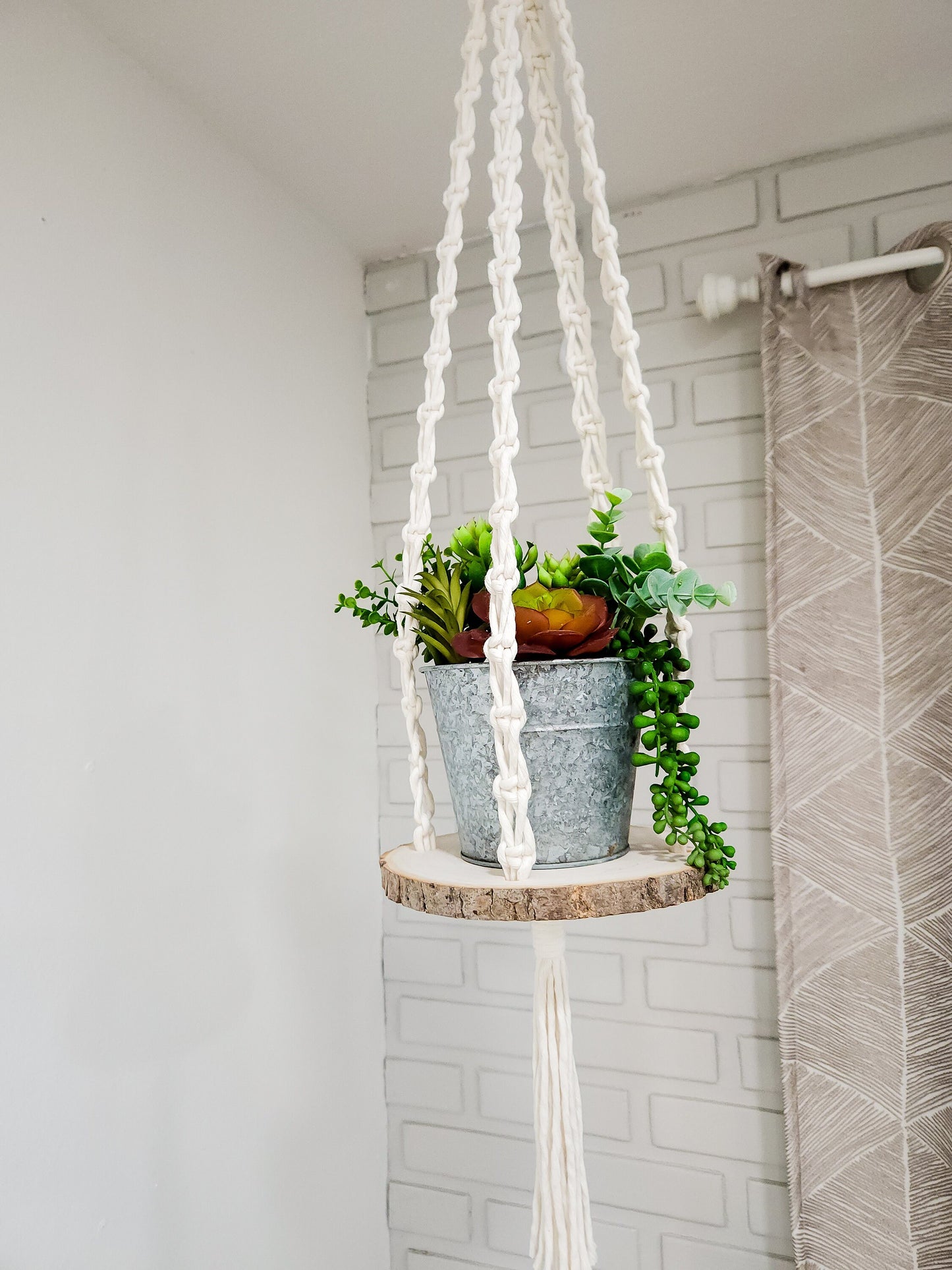 Macrame Hanging Shelf, Available in Many Colors, Boho Plant Hanger, Boho House Decor, Tassel Plant Hanger