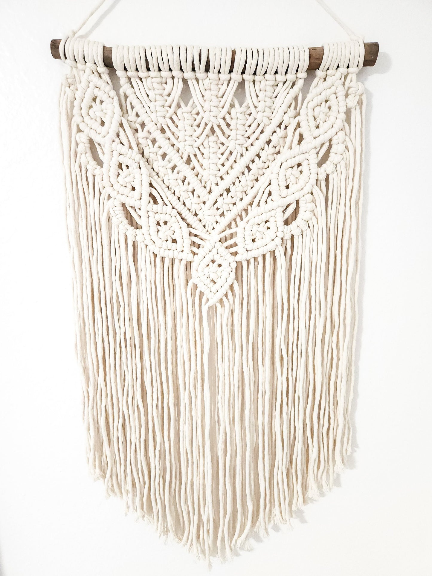 Handmade Beige White Macrame Wall Hanging, Bohemian Decor, Wall Decor, Woven Wall Hanging