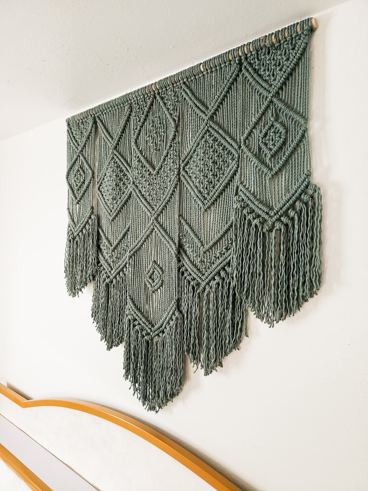 Extra Large Handmade Macrame Wall Hanging, Handmade in United States, 3 Feet Wide, 3 Feet Long, Laurel Color Macrame