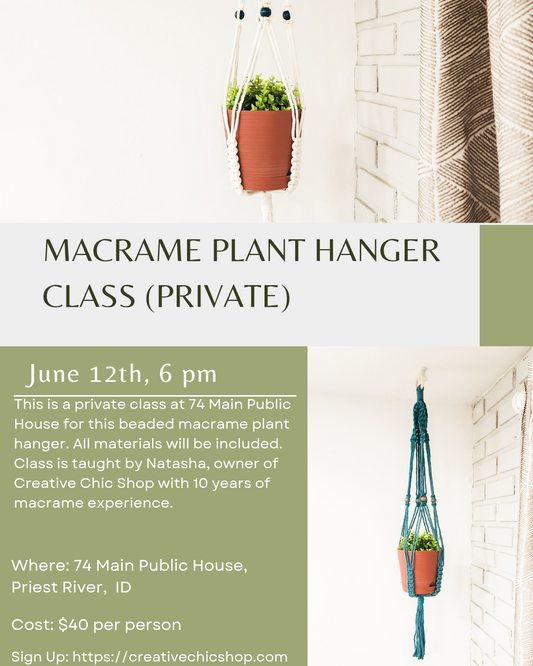 Private Macrame Beaded Plant Hanger Class at 74 Main Public House in Priest River