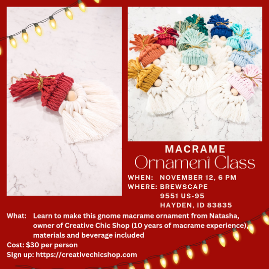 Macrame Ornament Class at Brewscape