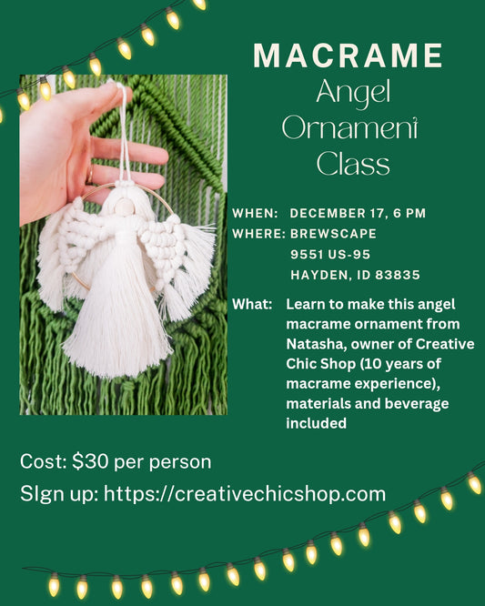 Macrame Angel Ornament Class at Brewscape