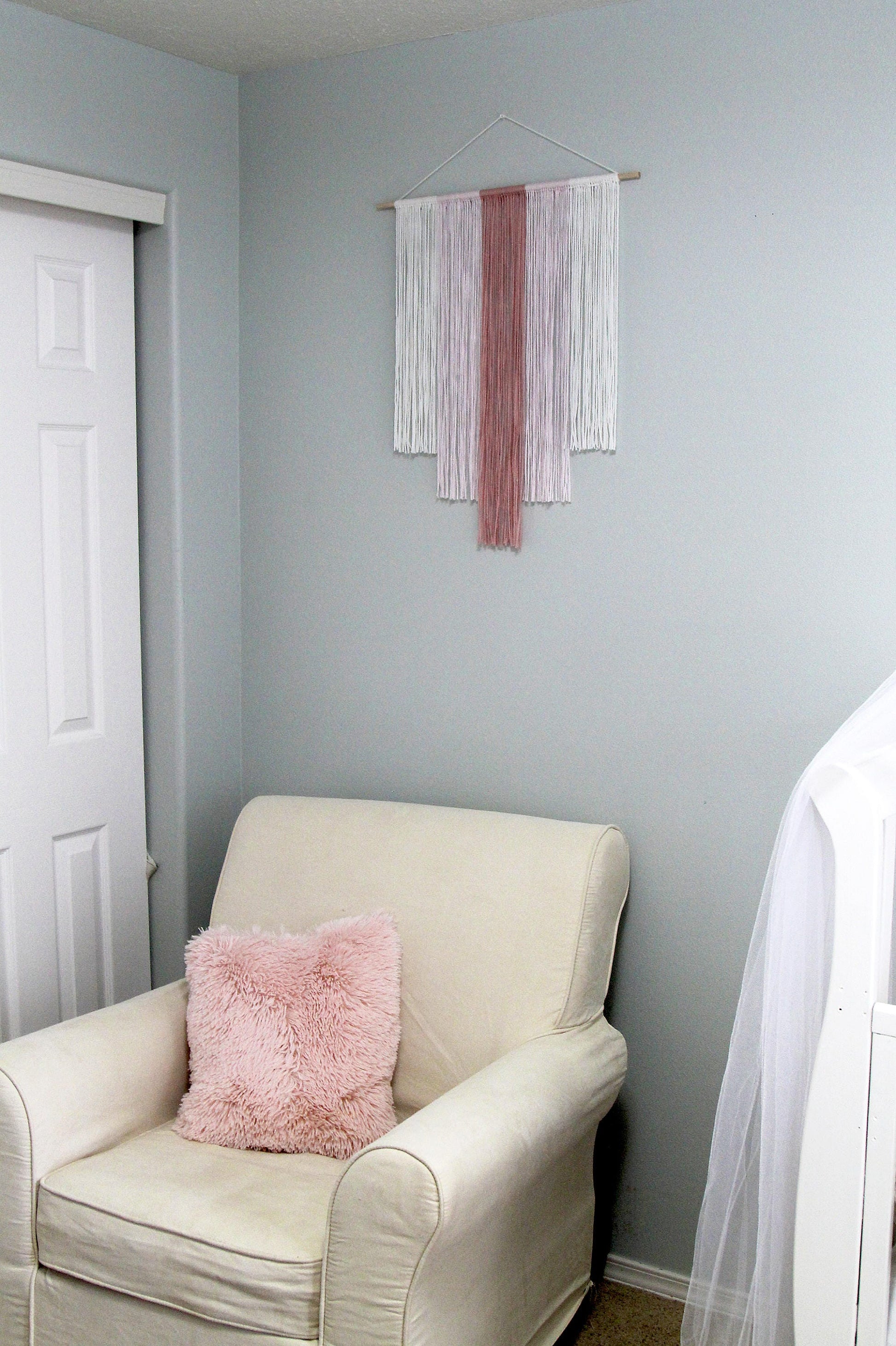 Handmade Rose Pink and White Wall Hanging
