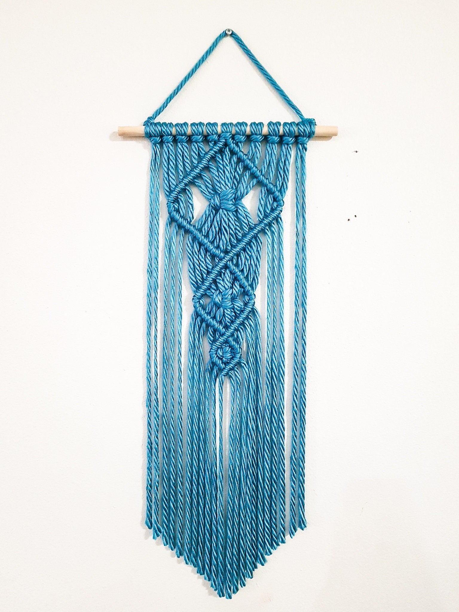 Small Macrame Wall Hanging, Macrame Wall Art, Woven Wall Hanging, Boho Wall Decor, Wall Tapestry, Macrame, Boys Room Decor, Teal Macrame