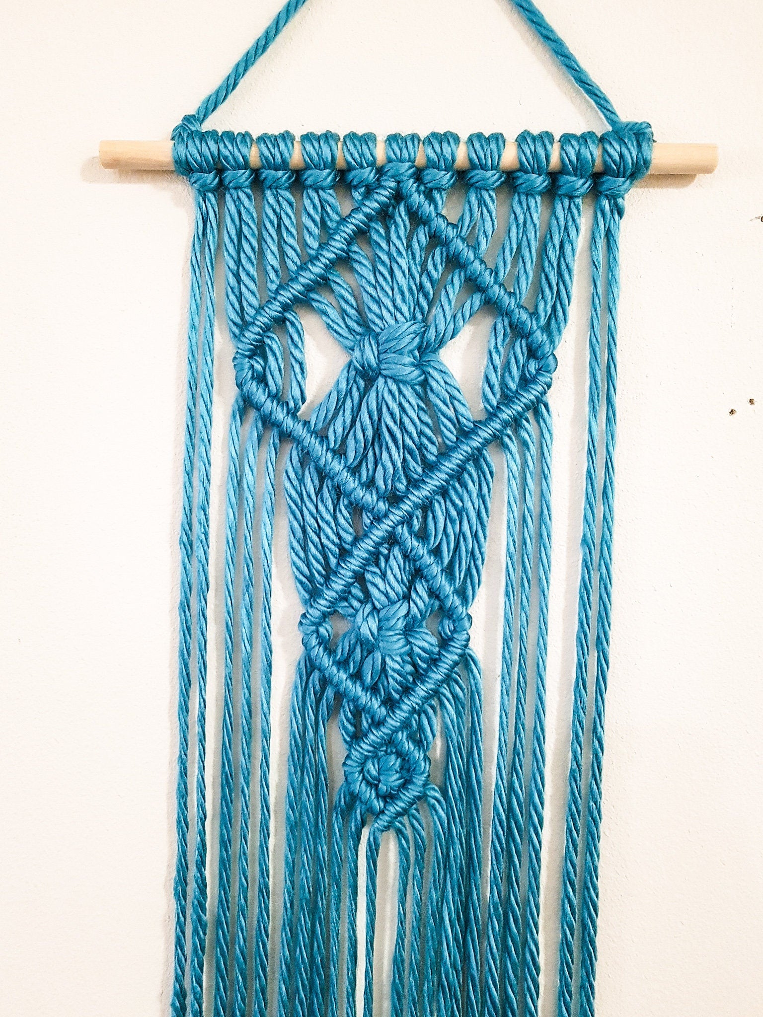 Small Macrame Wall Hanging, Macrame Wall Art, Woven Wall Hanging, Boho Wall Decor, Wall Tapestry, Macrame, Boys Room Decor, Teal Macrame