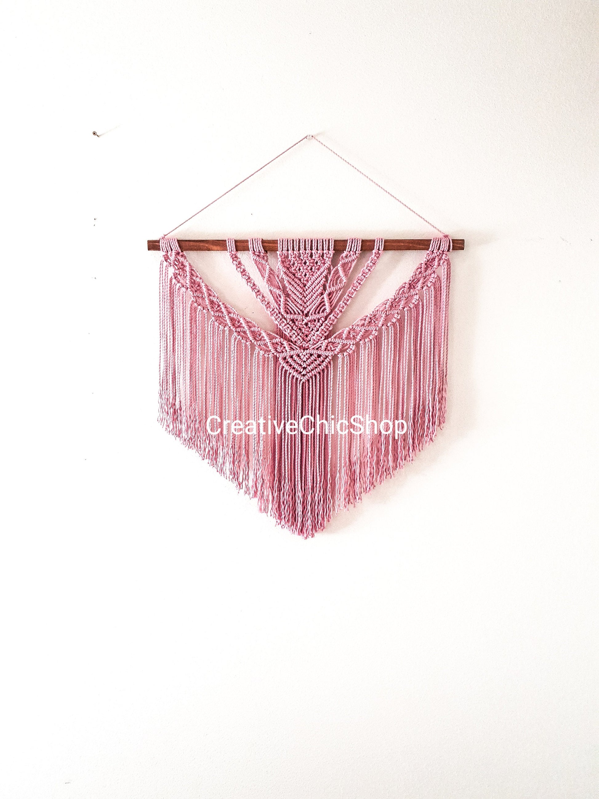 Large Macrame Wall Hanging, Macrame Wall Art, Woven Wall Hanging, Boho Wall Decor, Wall Tapestry, Macrame, pink, Girls Room, Minimalist