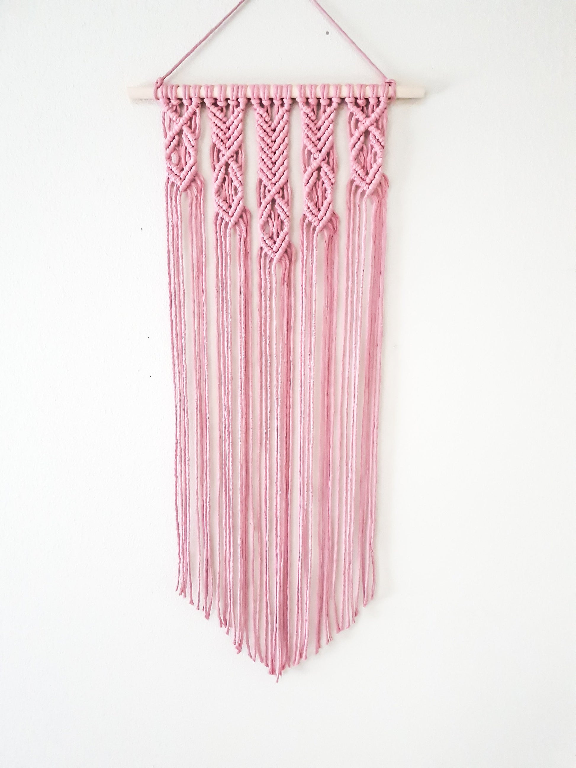 Pink Macrame Wall Hanging, Macrame Wall Art, Woven Wall Hanging, Boho Wall Decor, Wall Tapestry, Macrame, Nursery Decor, Girls Room Decor