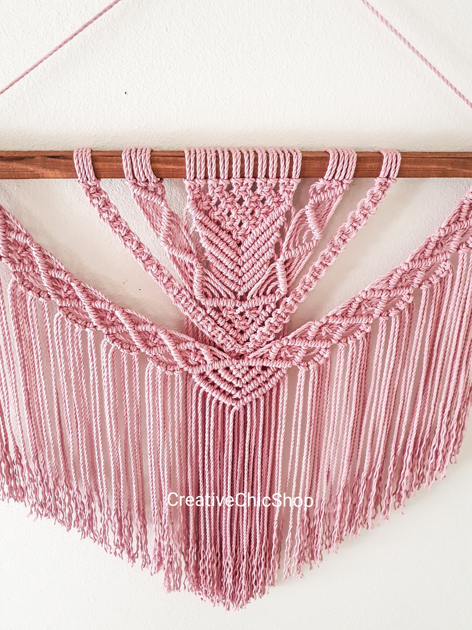 Large Macrame Wall Hanging, Macrame Wall Art, Woven Wall Hanging, Boho Wall Decor, Wall Tapestry, Macrame, pink, Girls Room, Minimalist