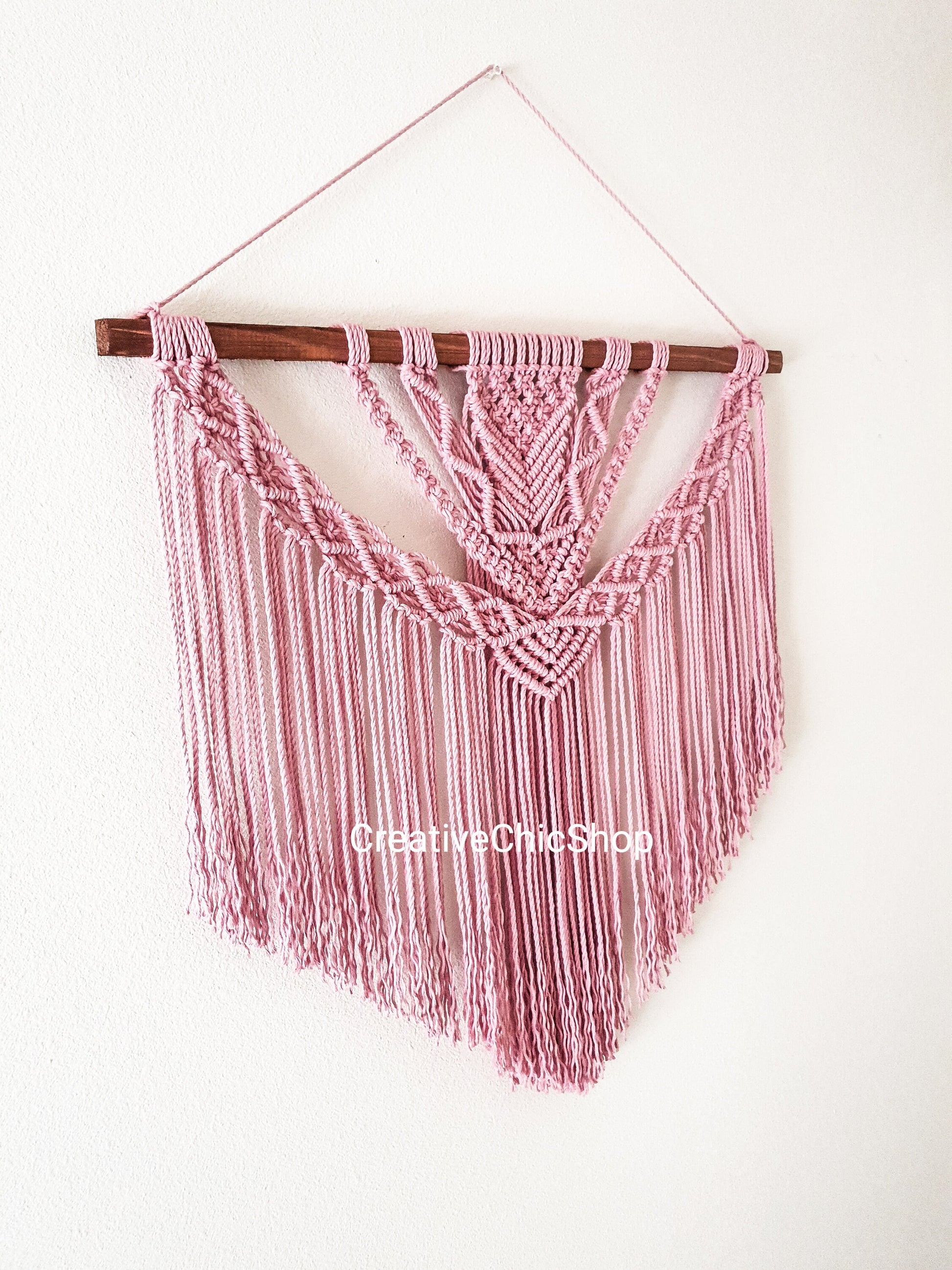 Large Macrame Wall Hanging, Macrame Wall Art, Woven Wall Hanging, Boho Wall Decor, Wall Tapestry, Macrame, pink, Girls Room, Minimalist