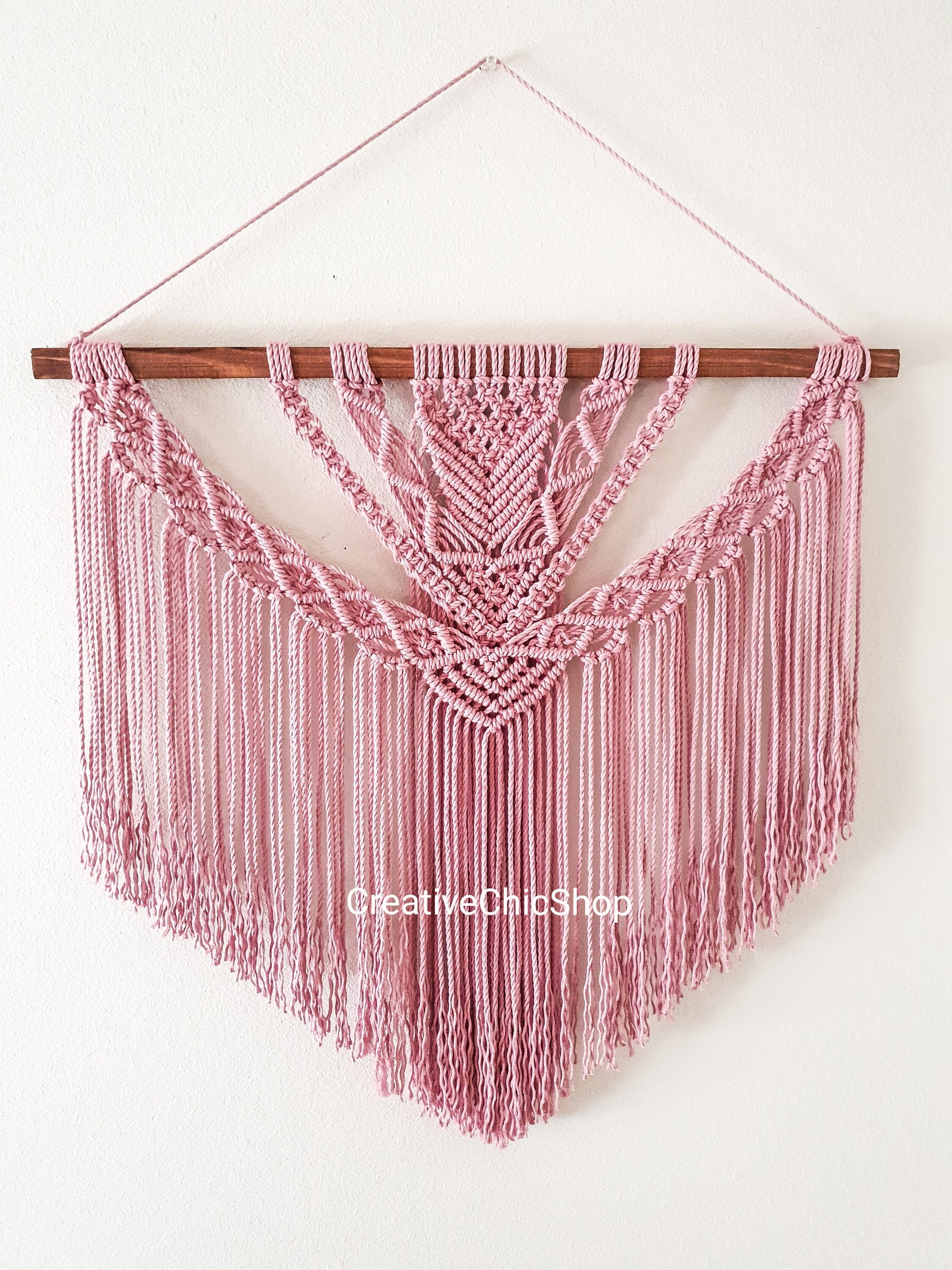 Large Macrame Wall Hanging, Macrame Wall Art, Woven Wall Hanging, Boho Wall Decor, Wall Tapestry, Macrame, pink, Girls Room, Minimalist