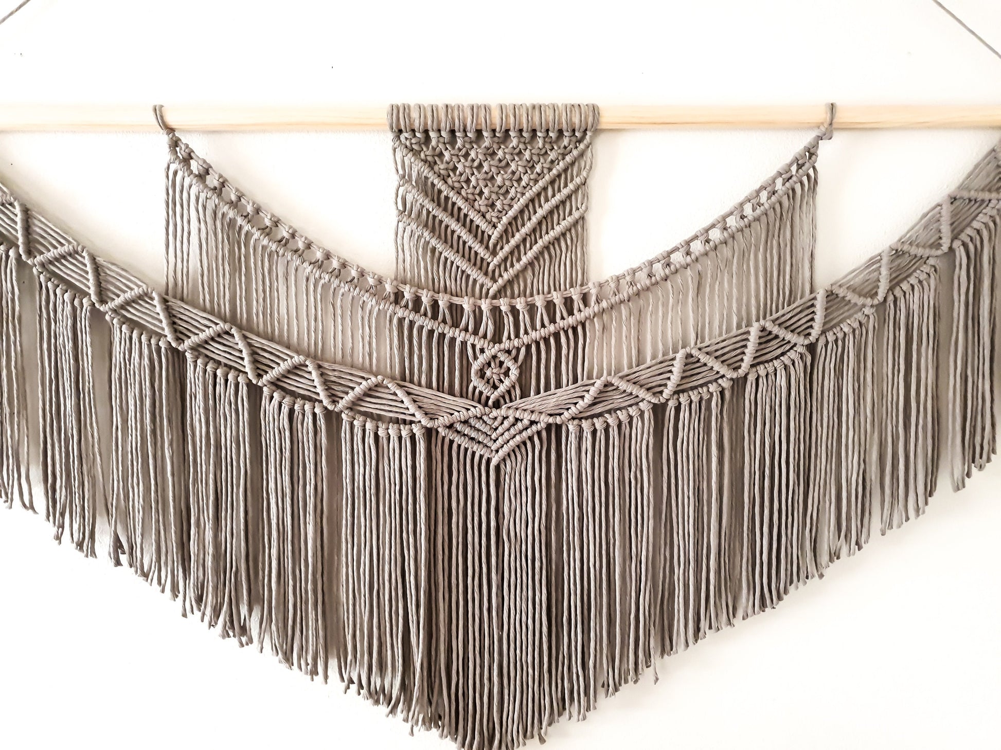 Handmade Gray Macrame Wall Hanging in 5 Size Options