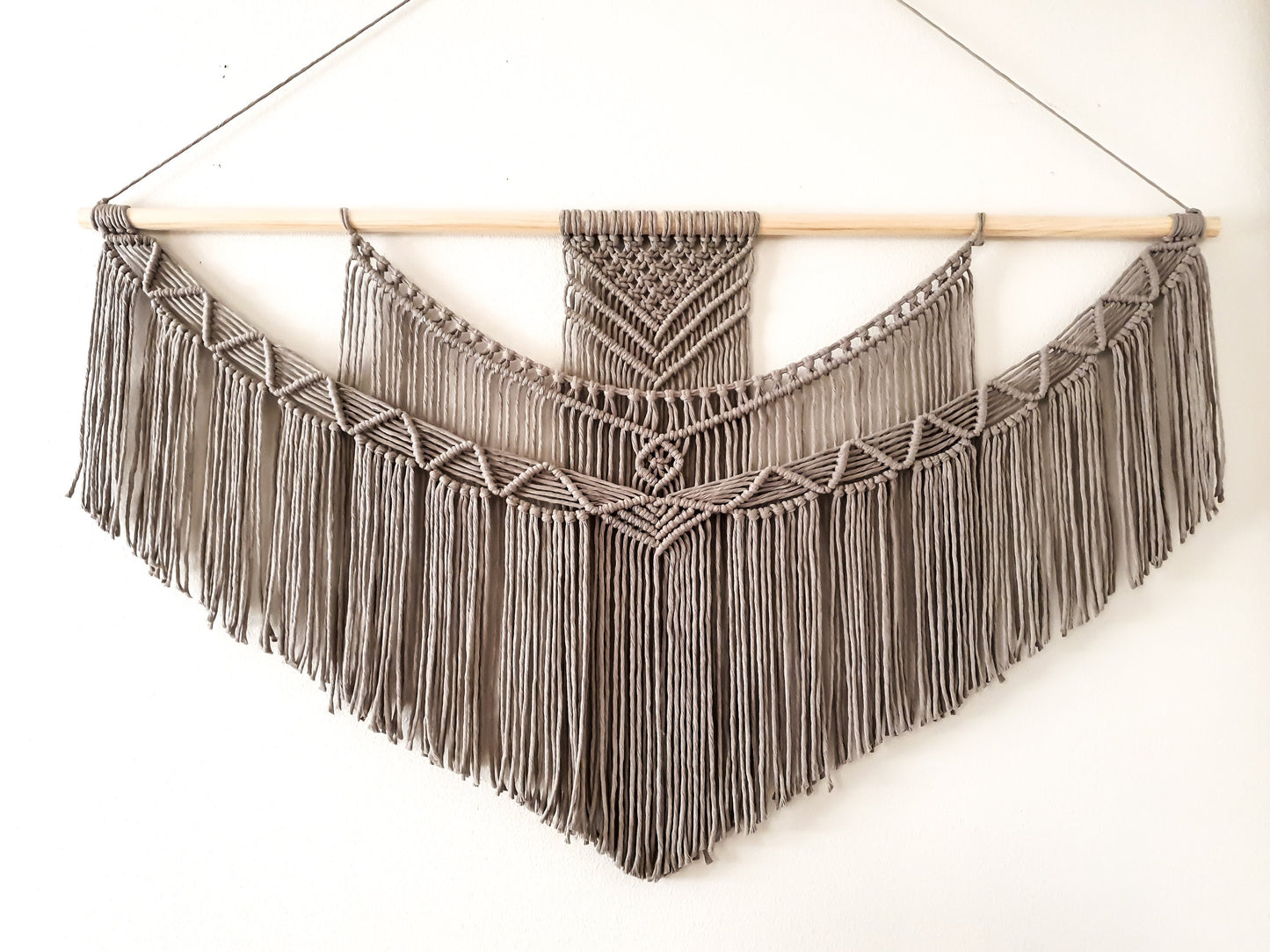 Handmade Gray Macrame Wall Hanging in 5 Size Options
