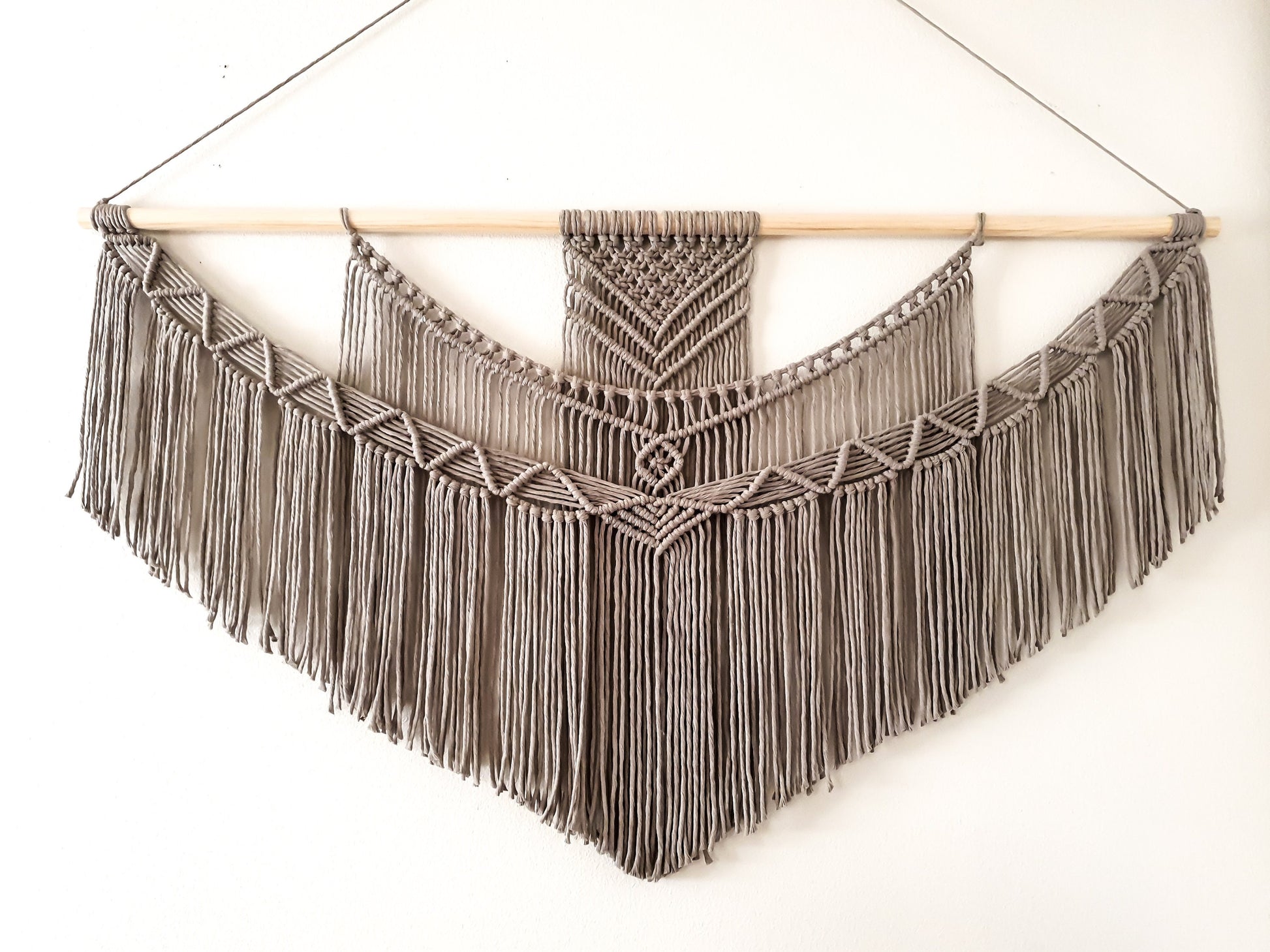Handmade Gray Macrame Wall Hanging in 5 Size Options