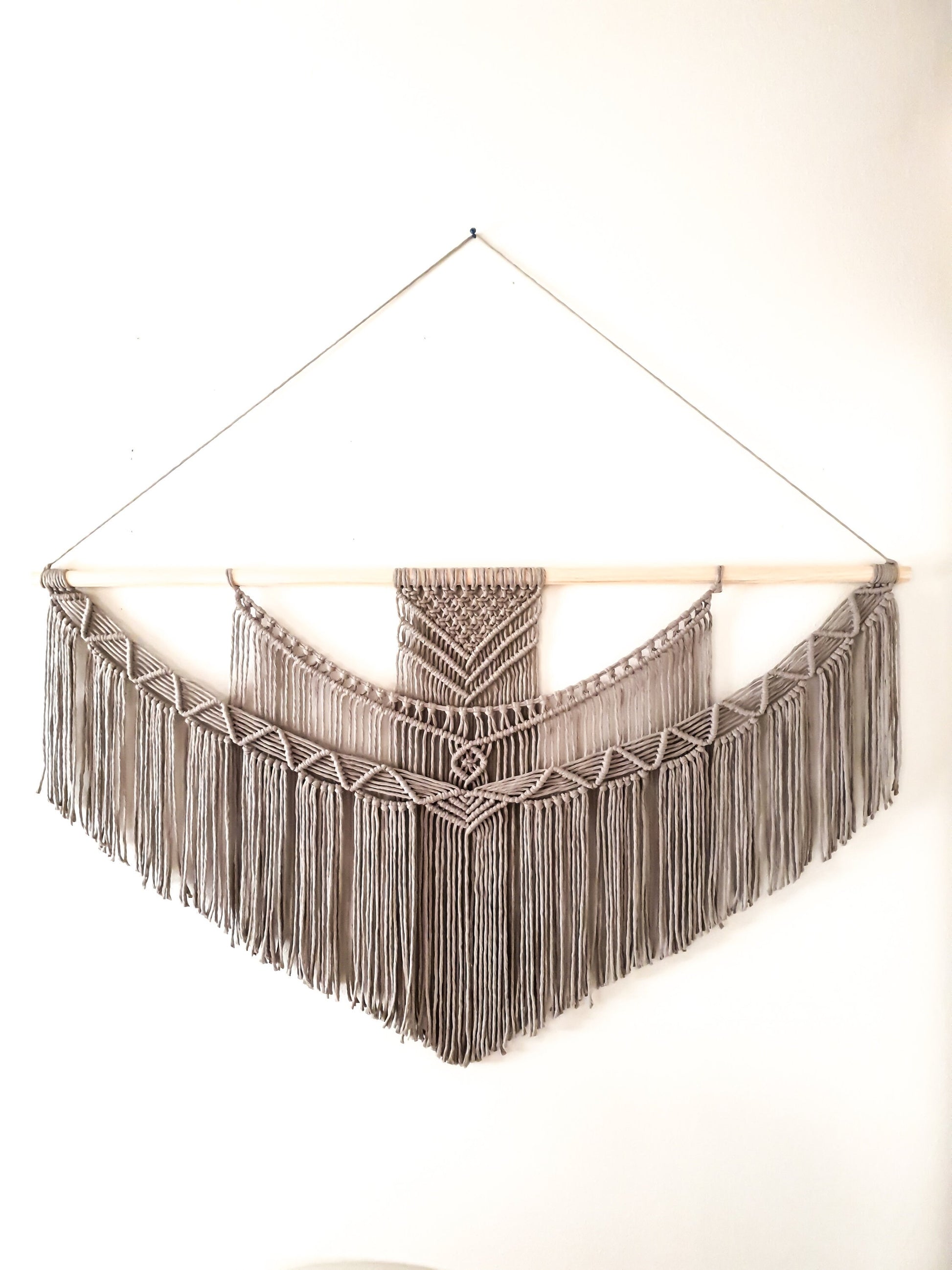 Handmade Gray Macrame Wall Hanging in 5 Size Options